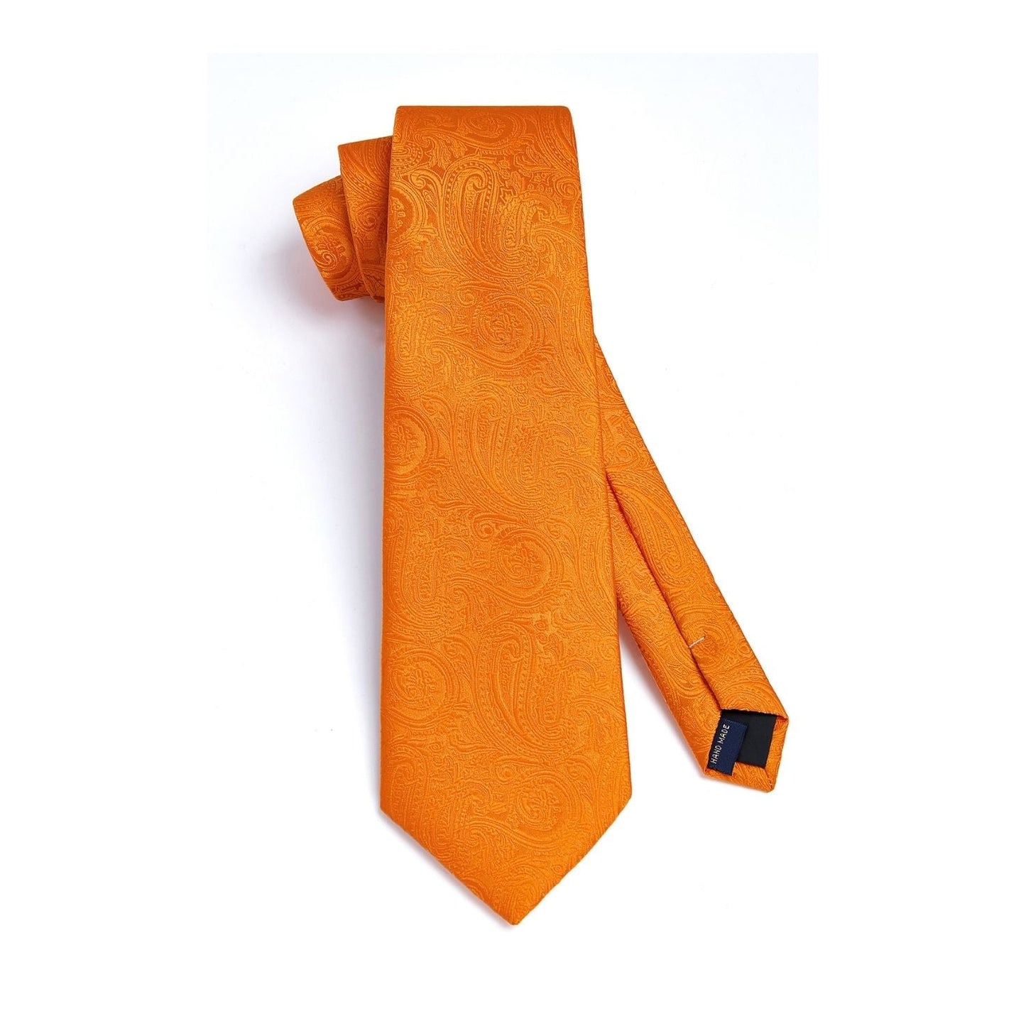 Hisdern Orange Paisley Tie Set For Groomsmen