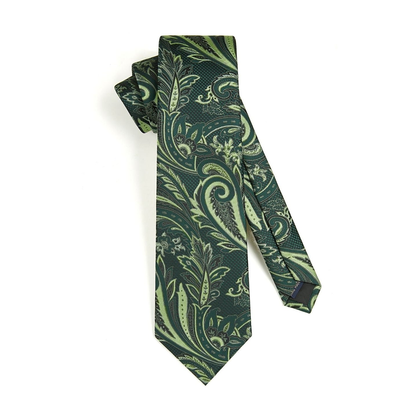 Hisdern Green Paisley Tie Set For Formal Wear