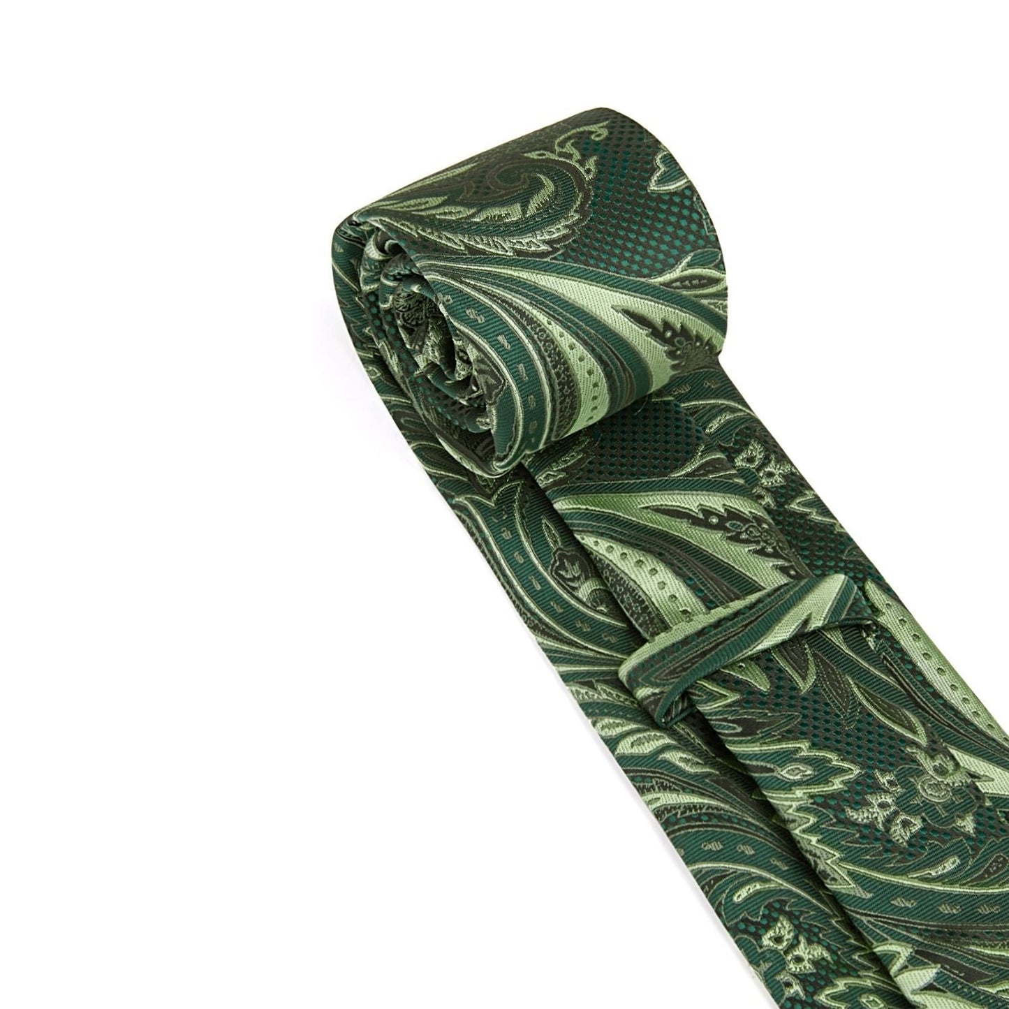 Hisdern Green Paisley Tie Set For Formal Wear