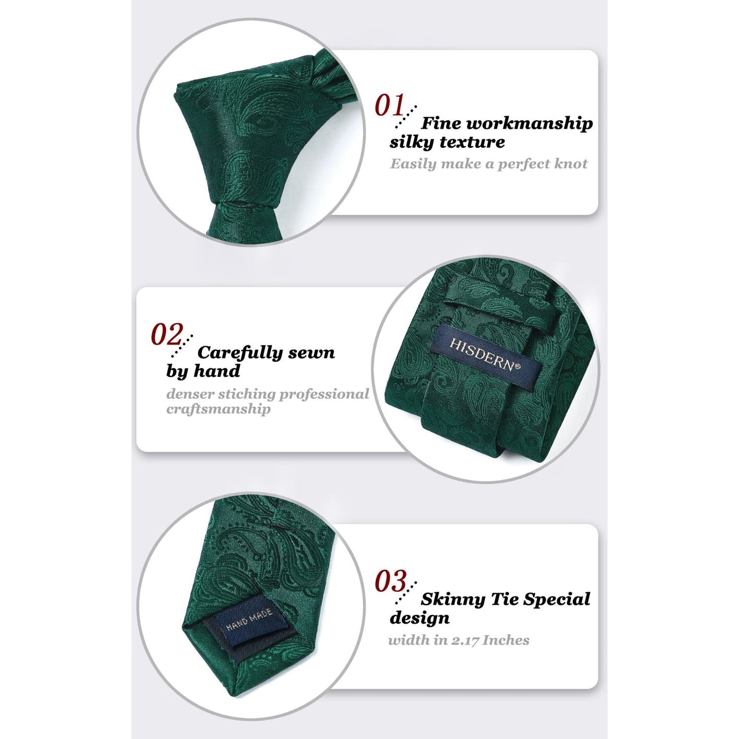 Hisdern Dark Green Paisley Tie Set For Formal Wear