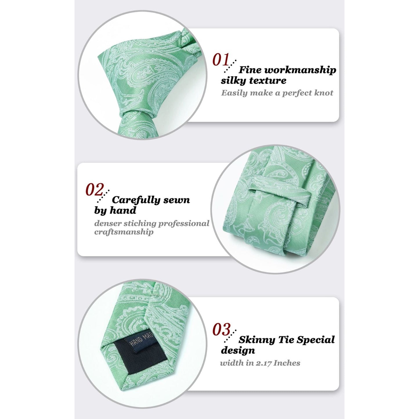 Hisdern Sage Green Paisley Set For Groomsmen