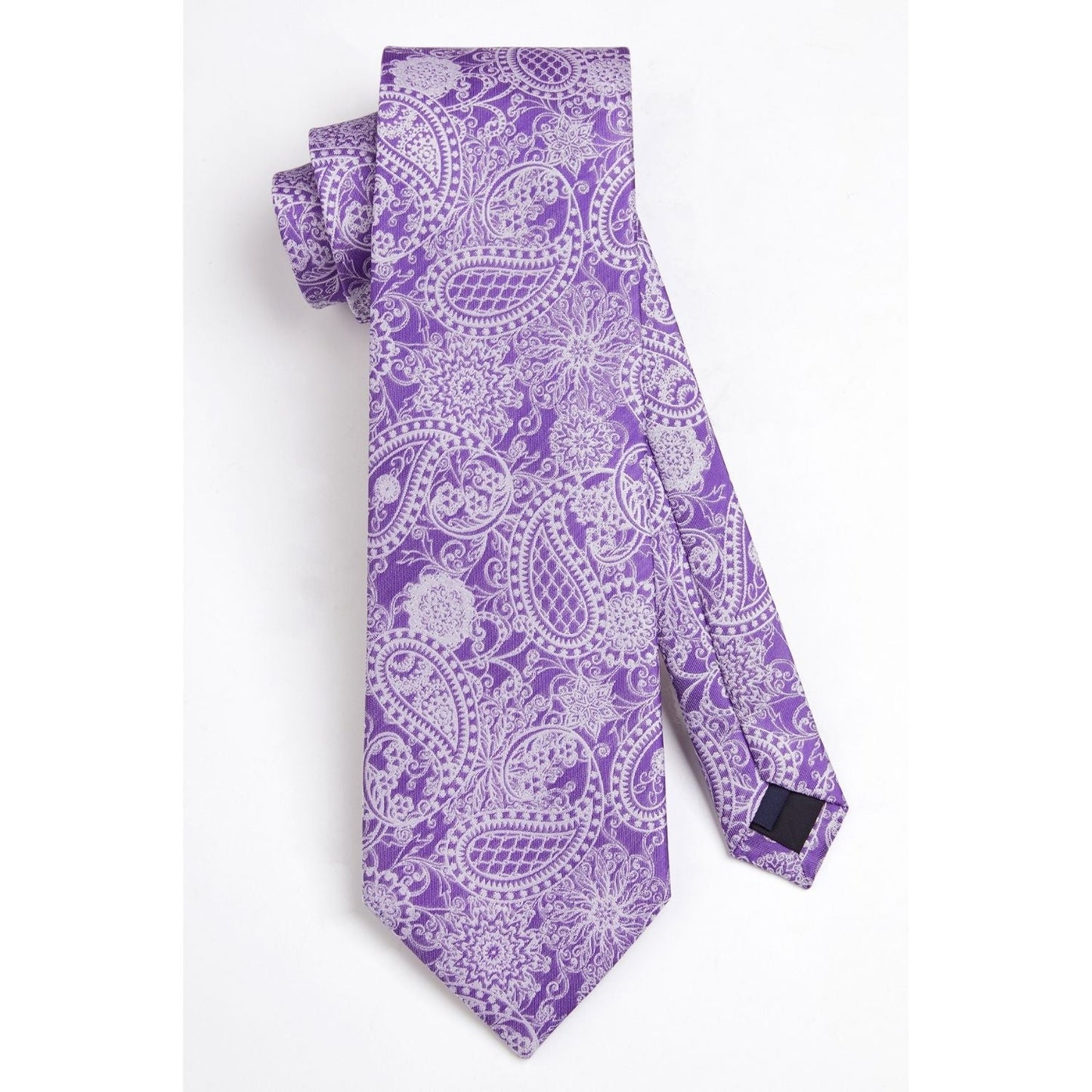 Hisdern Purple Paisley Tie Set For Groomsmen