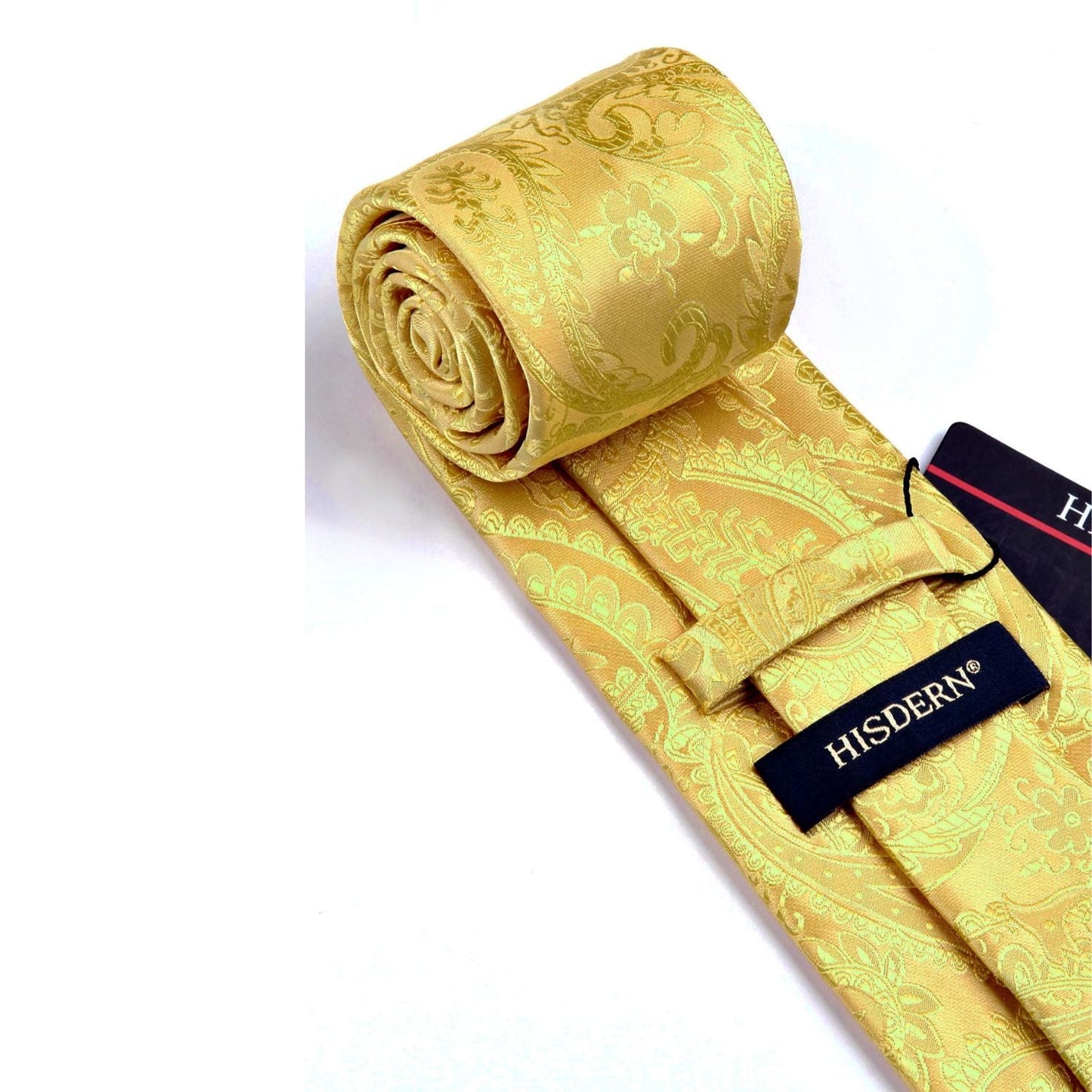 Hisdern Yellow Paisley Tie Set For Groomsmen