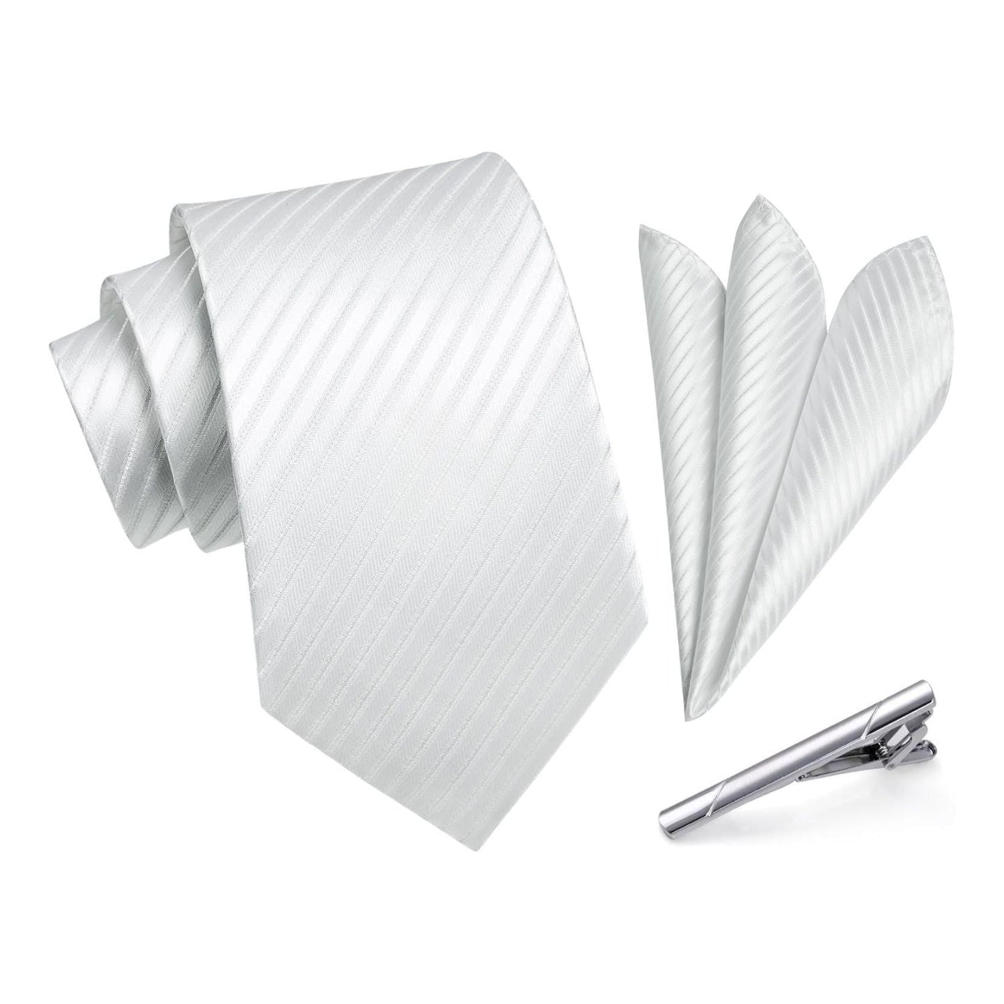 Hisdern White Striped Wedding Accessories Set With Clip