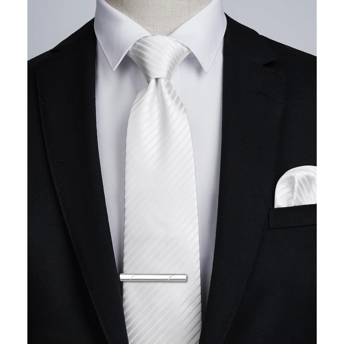 Hisdern White Striped Wedding Accessories Set With Clip