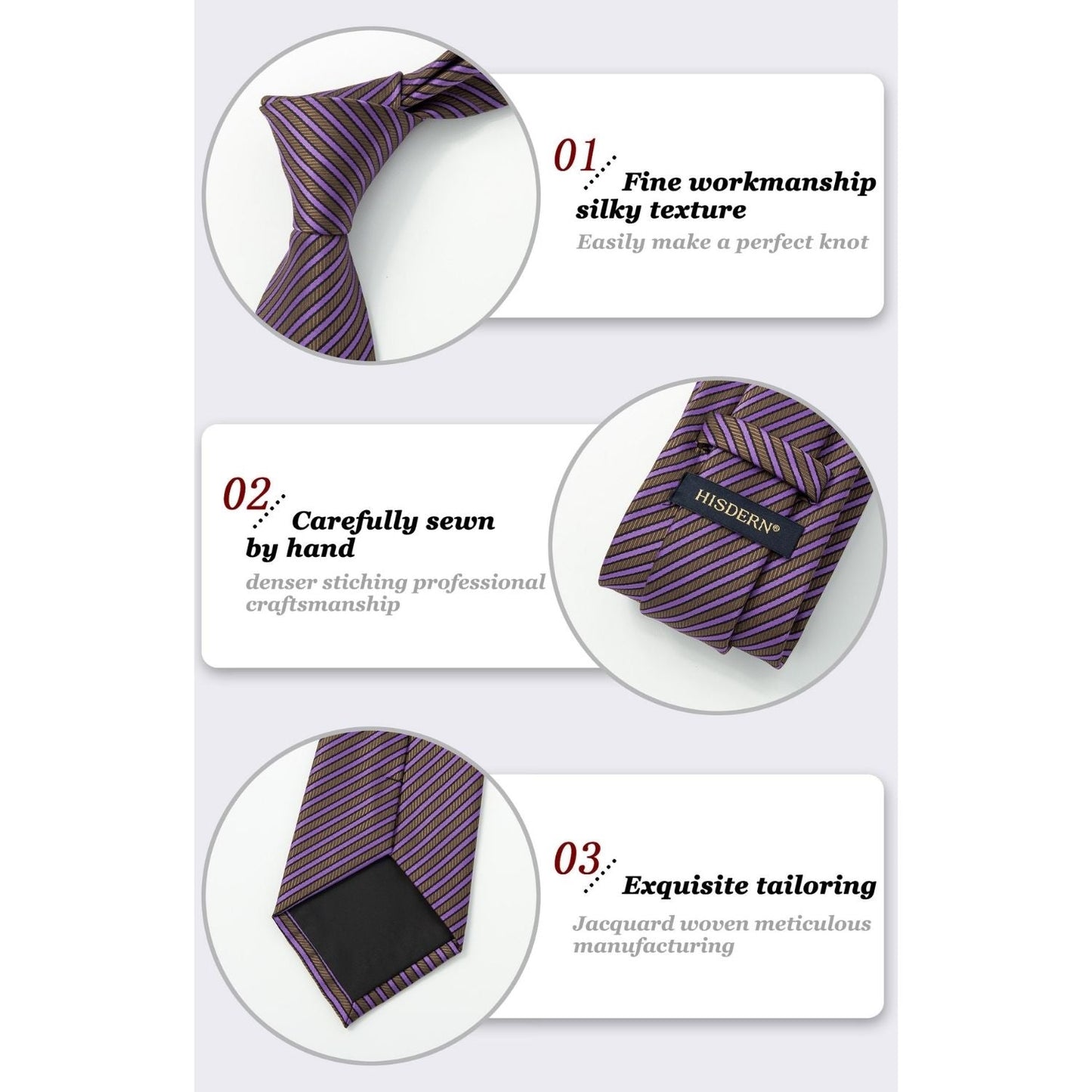 Hisdern Purple Striped Wedding Accessories Set