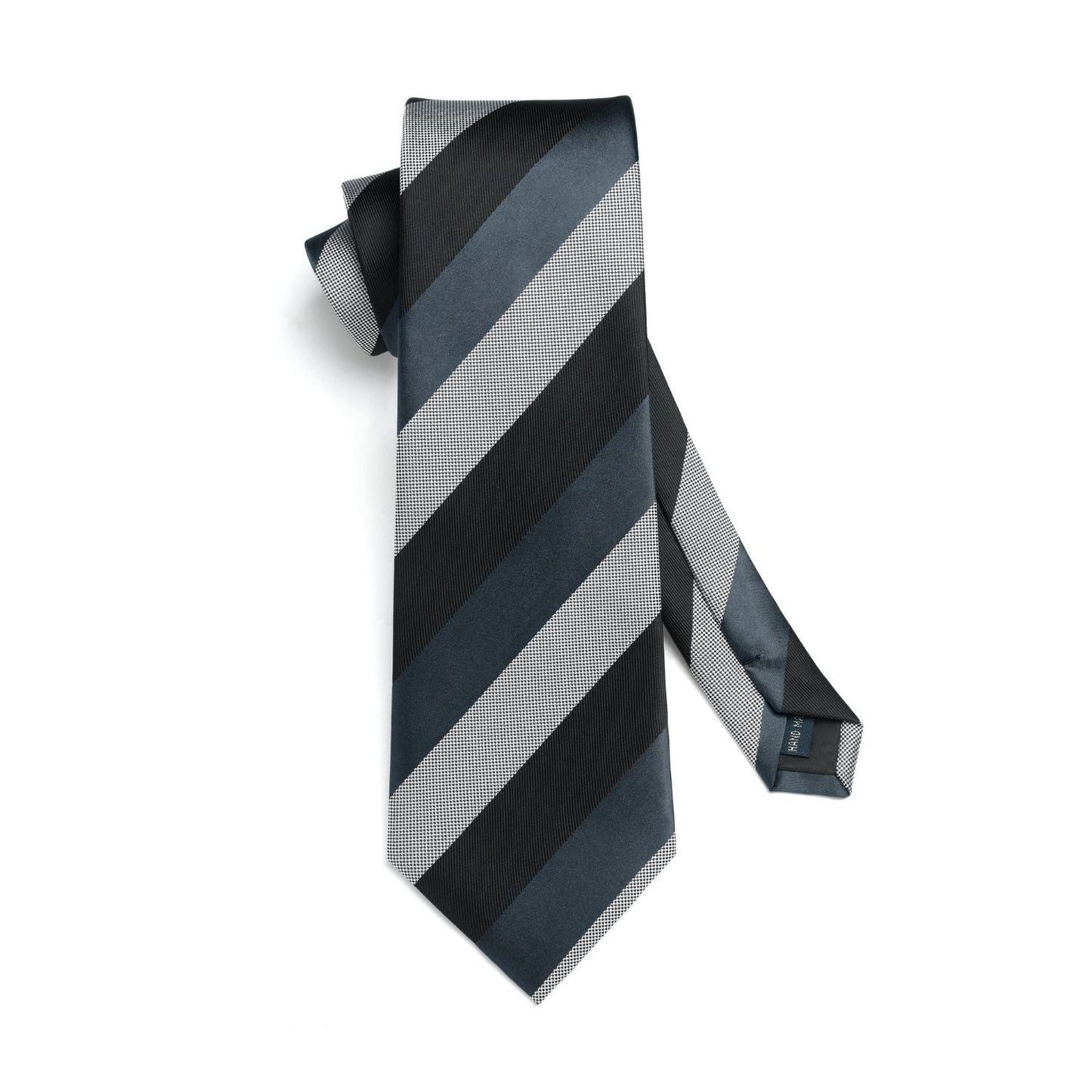 Hisdern Grey Black Striped Business Tie Set