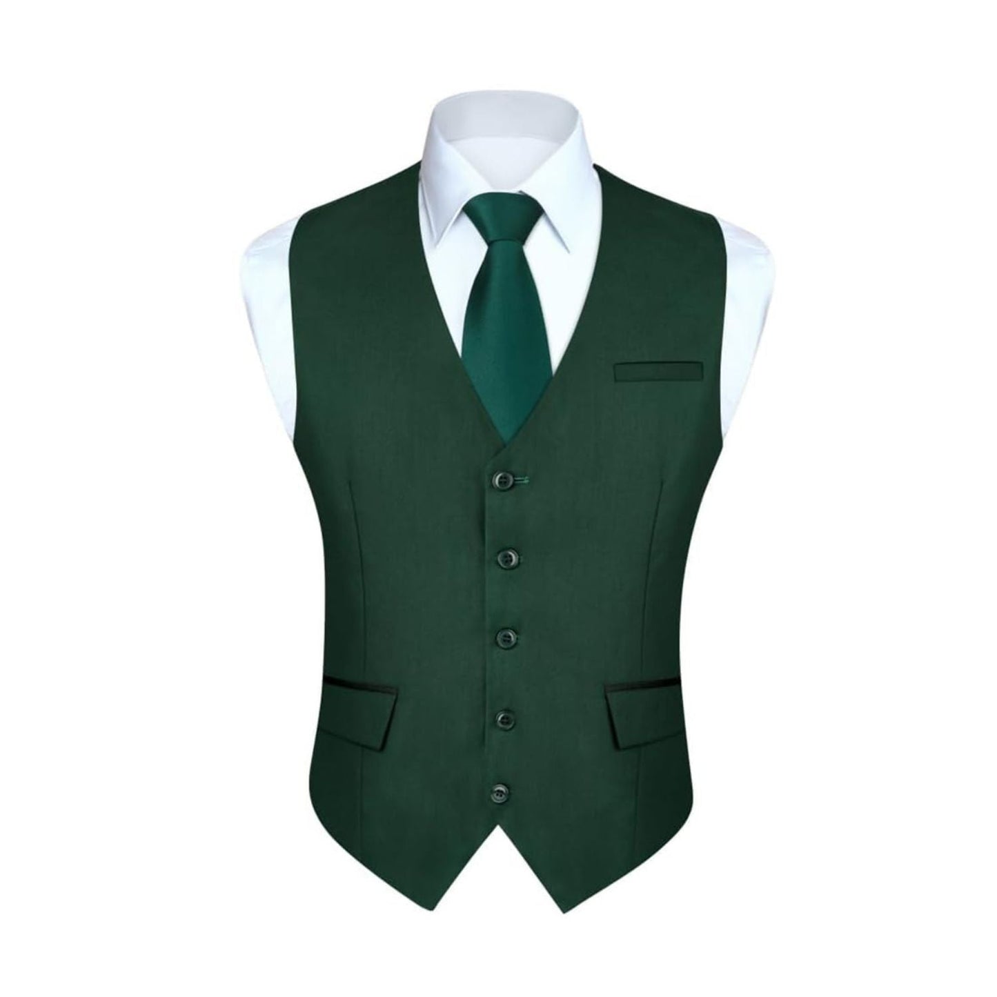 Hisdern Men's Verde Satin Suit Vest Formal Wear