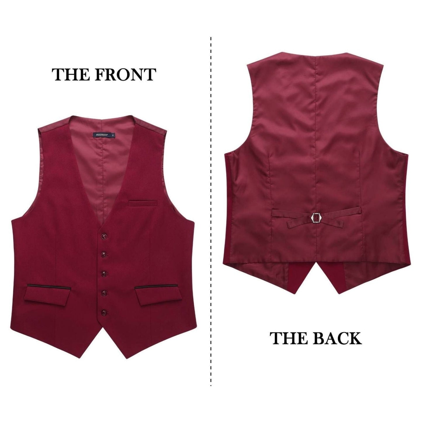 Hisdern Men's Red Satin Suit Vest Formal Wear