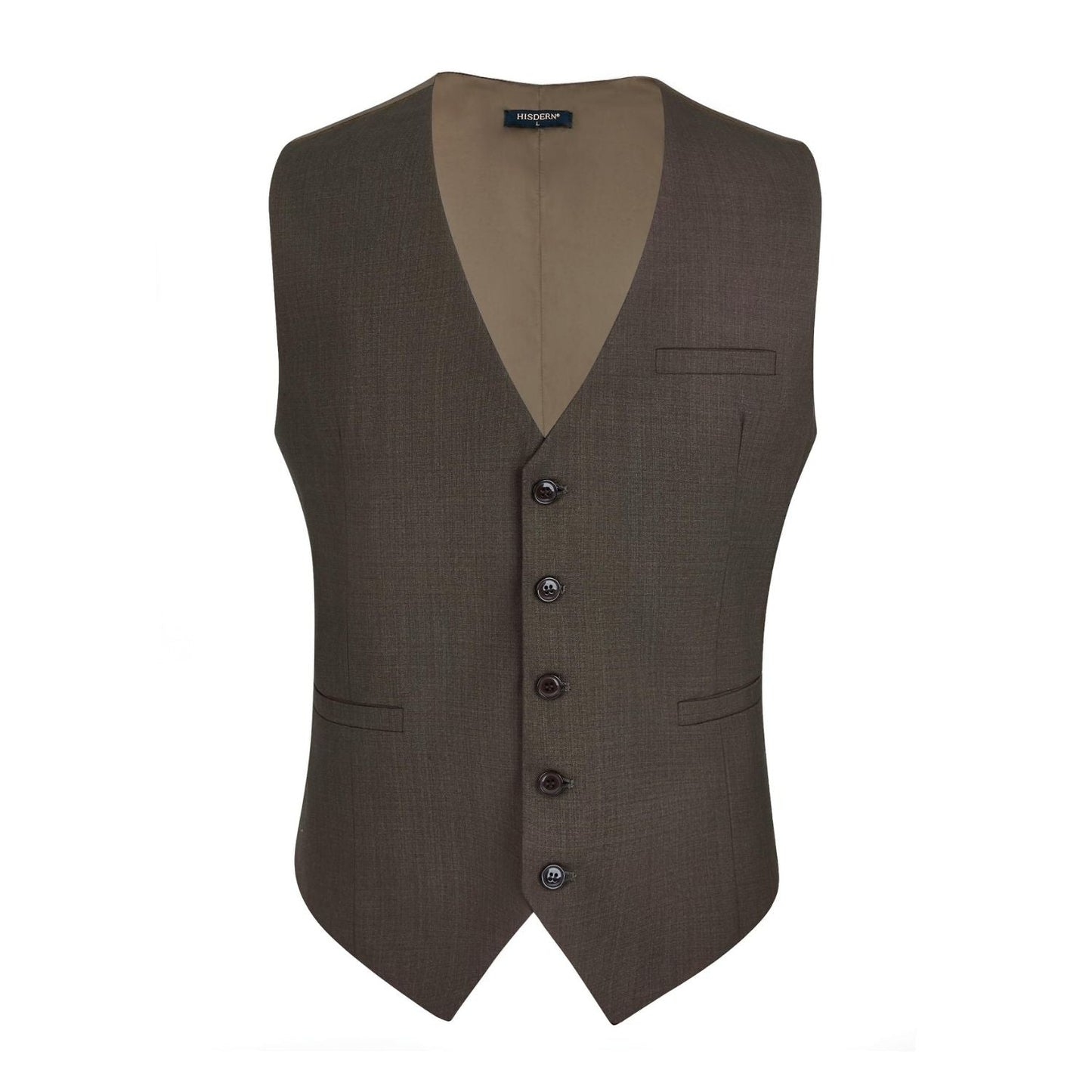Hisdern Men's Light Brown Satin Suit Vest Formal Wear