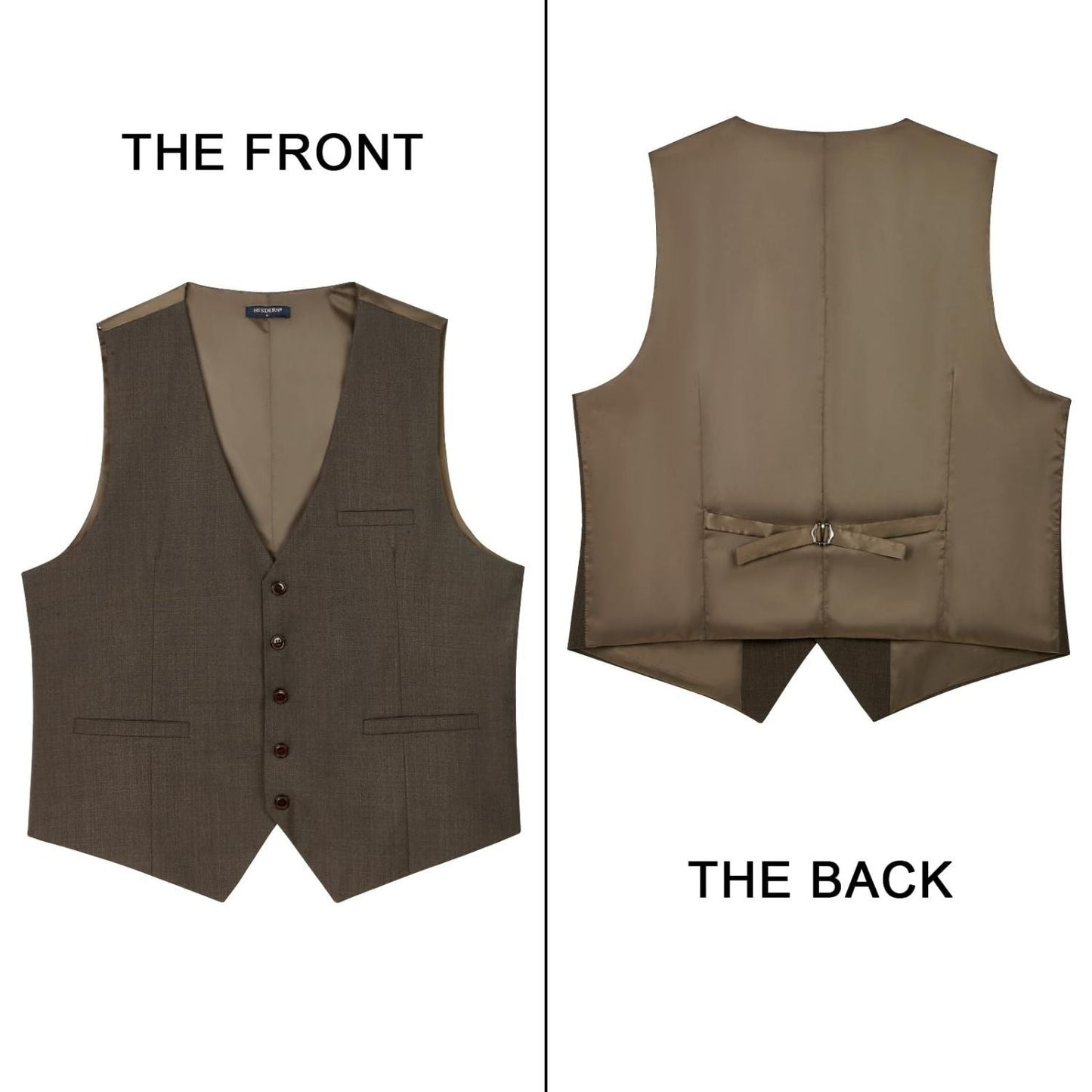 Hisdern Men's Light Brown Satin Suit Vest Formal Wear