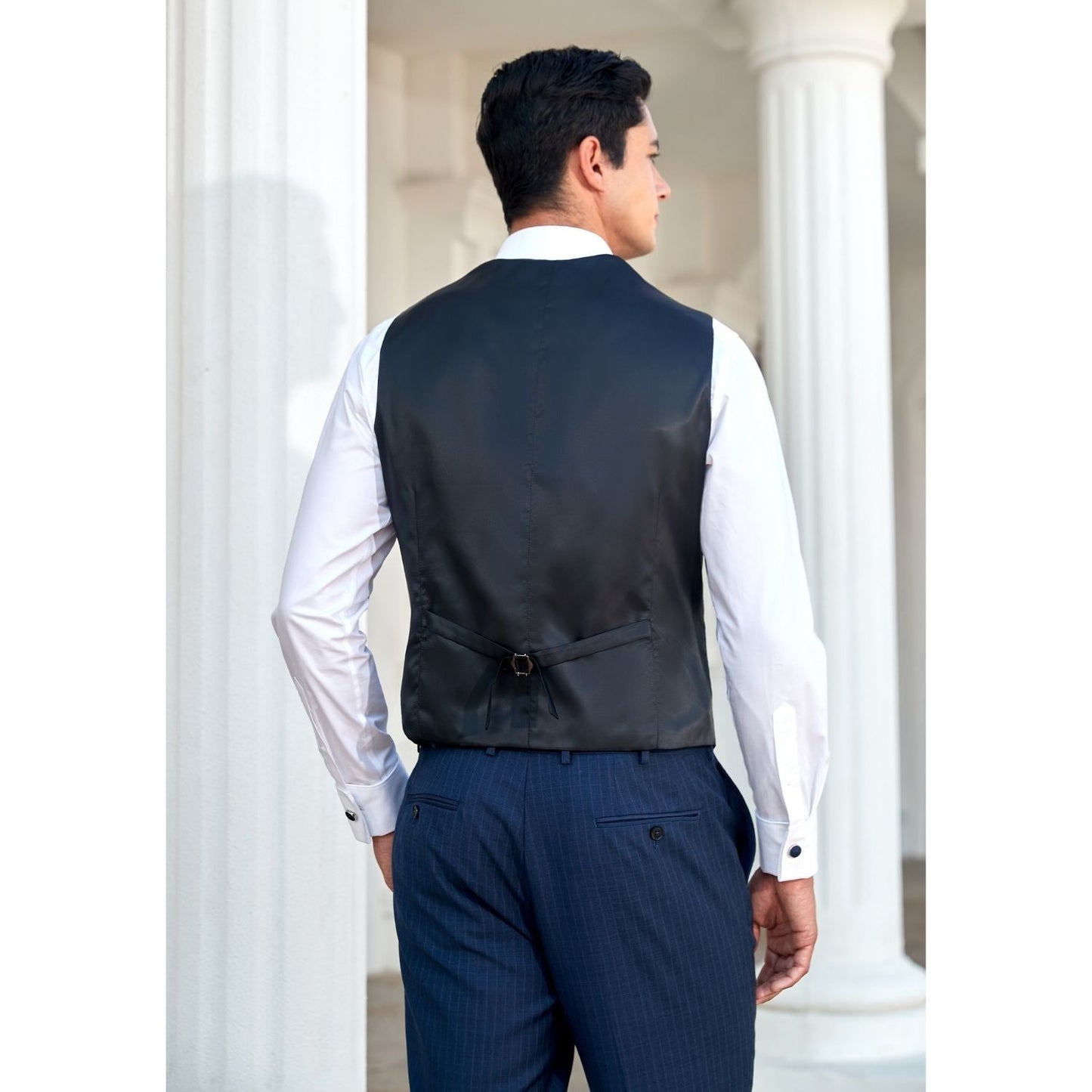 Hisdern Men's Black Plaid Wedding Vest For Skinny Guys