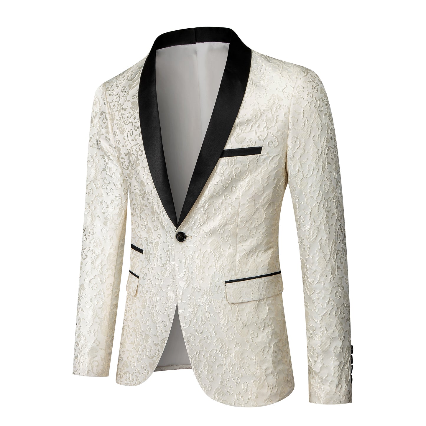 Men's 2 Piece Suits Jacquard Tuxedo White Color