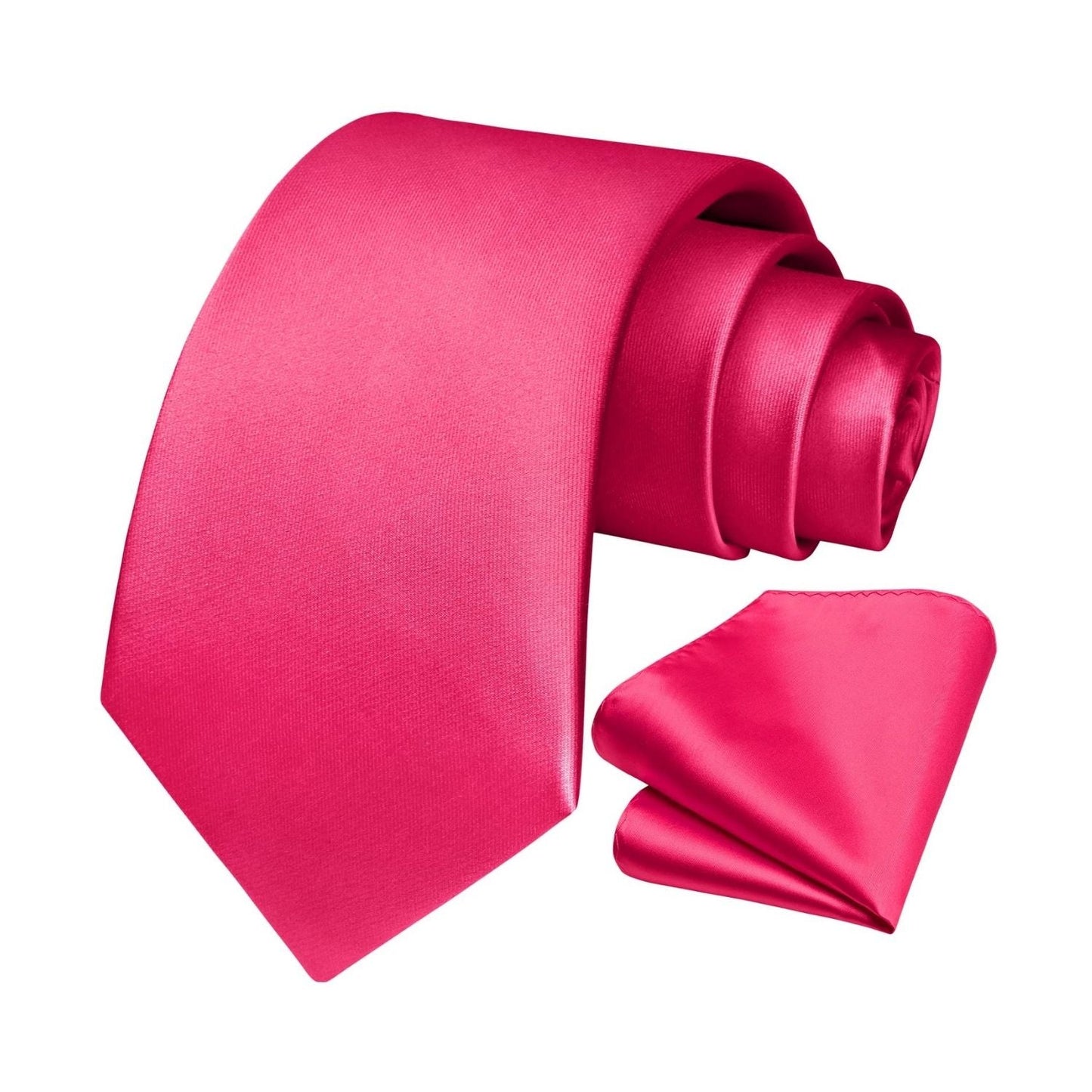 Hisdern Hot Pink Solid Men’s Tie Set for Formal & Wedding