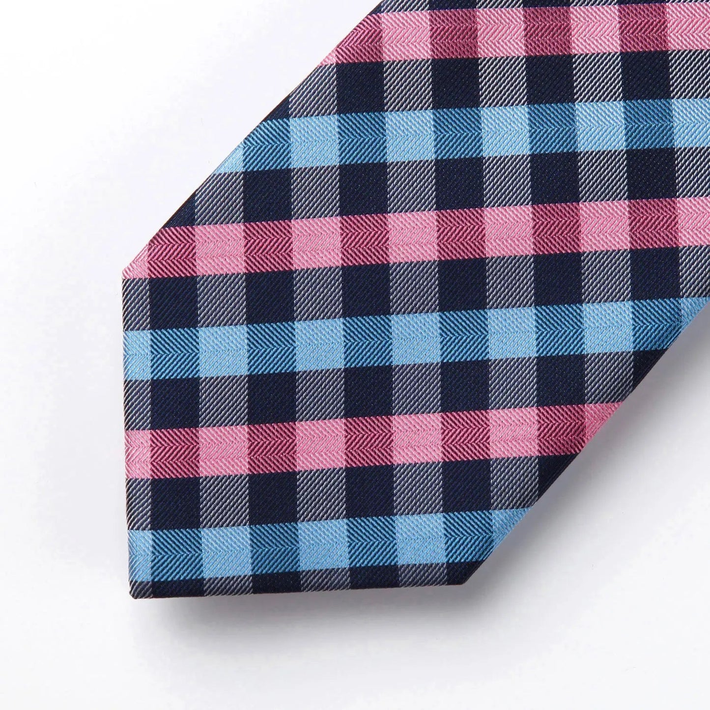 Hisdern Pink Blue Plaid Wedding Accessories Set
