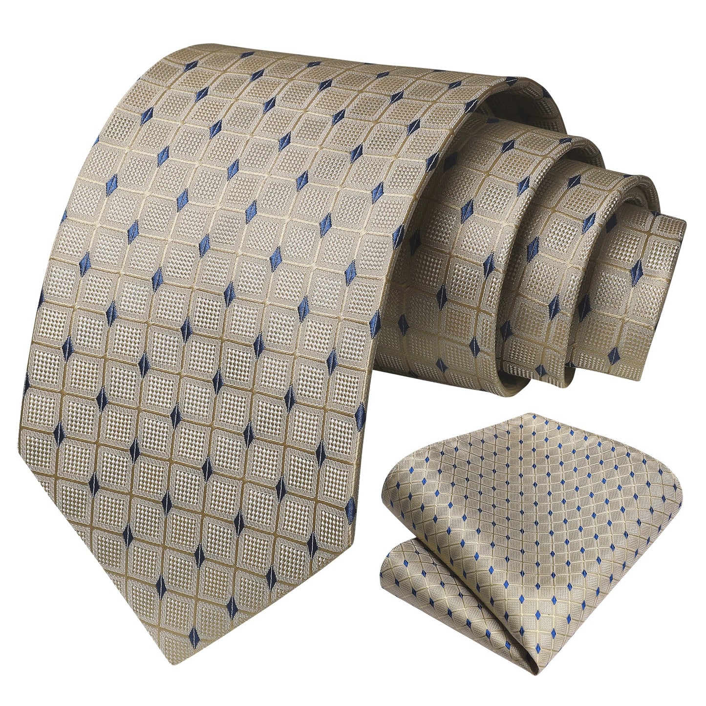 Hisdern Beige Plaid Wedding Accessories Set