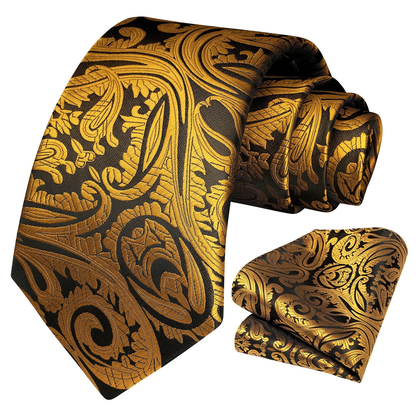 Hisdern Orange Black Purple Paisley Tie Set For Groomsmen
