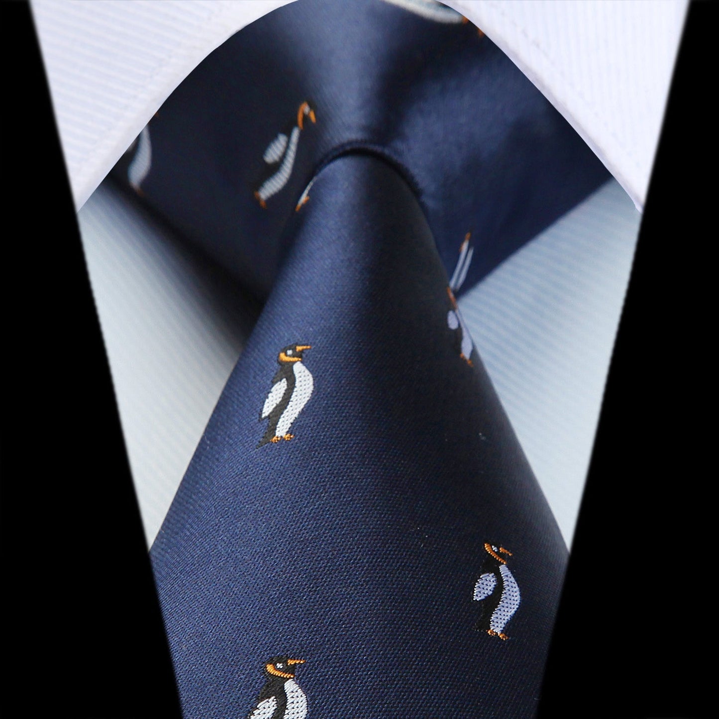 Hisdern Blue Penguin Cute Pattern Tie Set