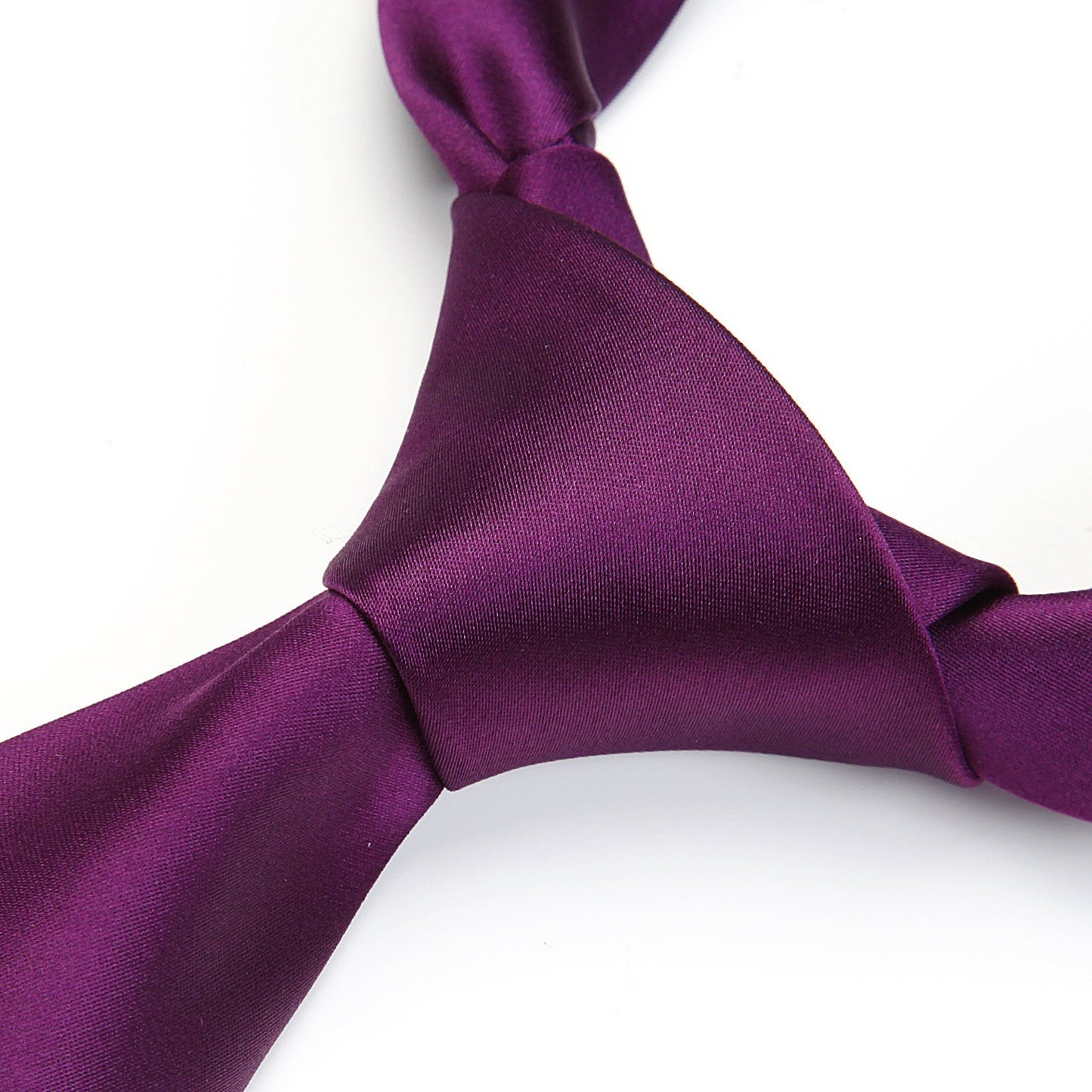 Hisdern Eggplant Purple Solid Men’s Tie Set for Formal & Wedding