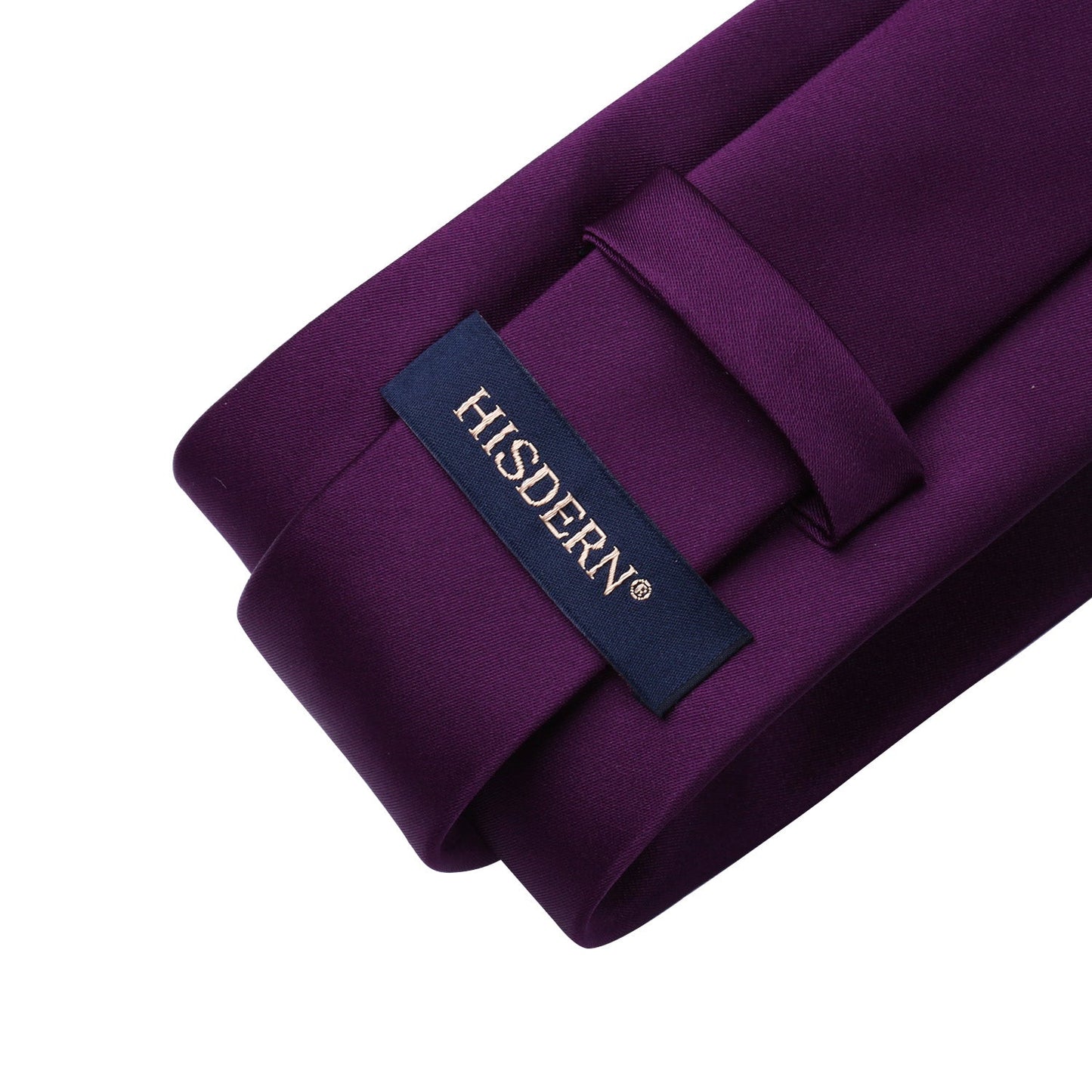 Hisdern Eggplant Purple Solid Men’s Tie Set for Formal & Wedding