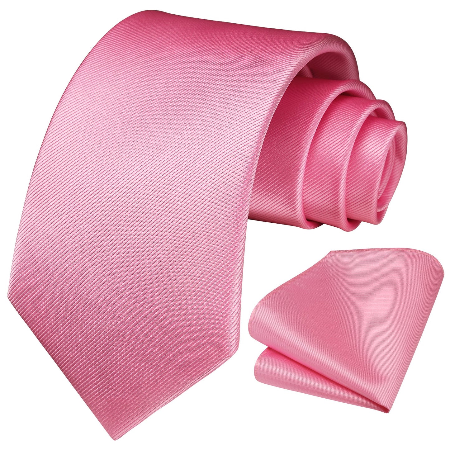 Hisdern Pink Solid Men’s Tie Set for Formal & Wedding