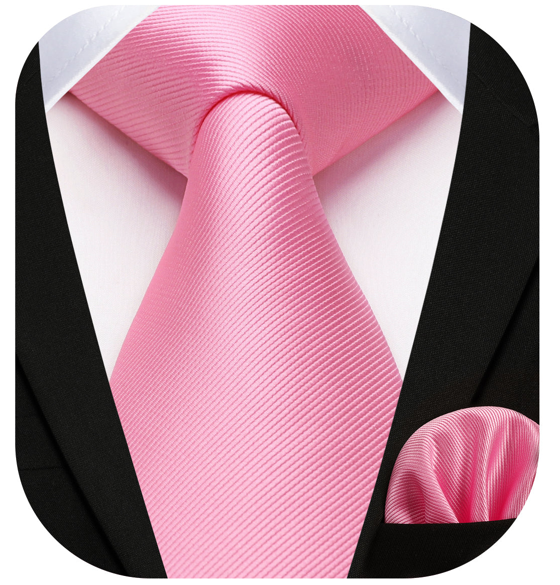 Hisdern Pink Solid Men’s Tie Set for Formal & Wedding