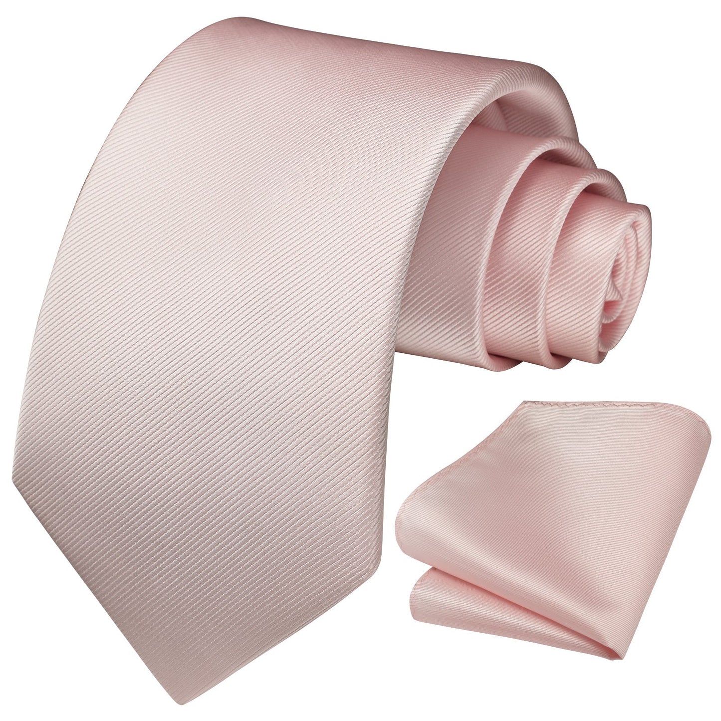 Hisdern Pink Blush Solid Men’s Tie Set for Formal & Wedding