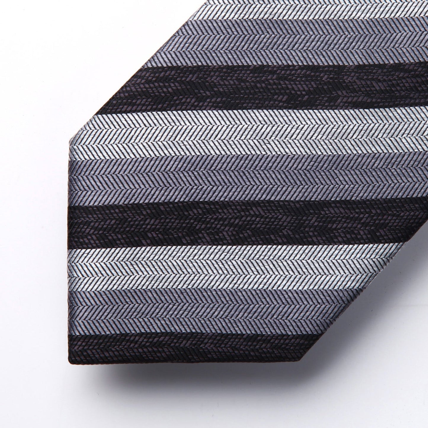 Hisdern Charcoal Grey Striped Business Tie Set