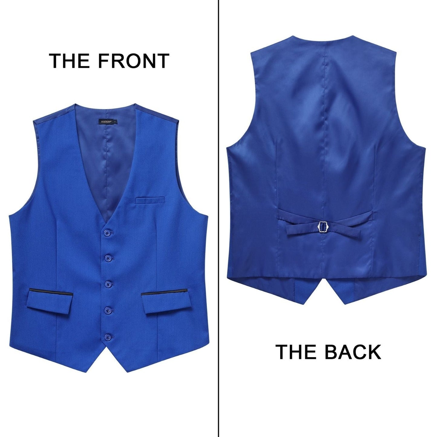 Hisdern Men's Royal Blue Satin Suit Vest Formal Wear