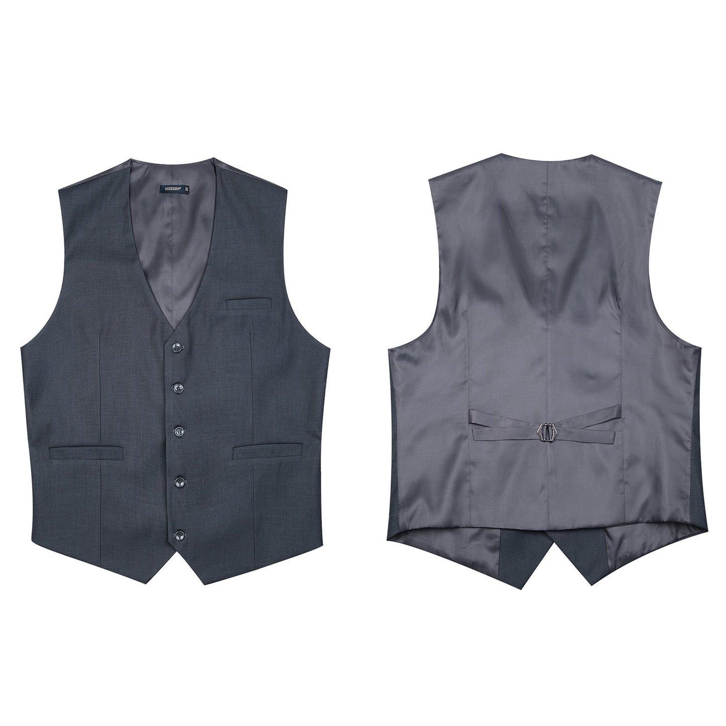 Hisdern Men's Charcoal Satin Suit Vest Formal Wear