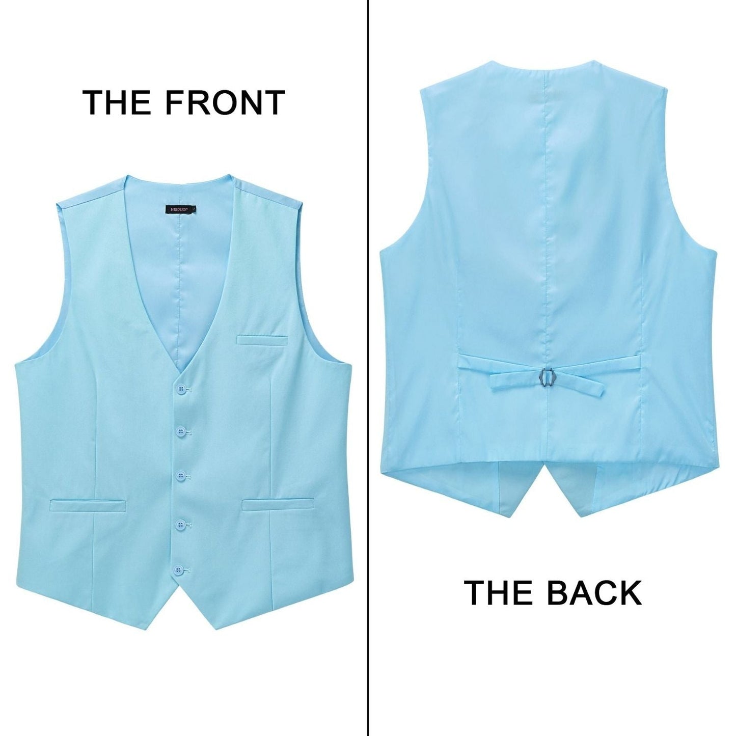 Hisdern Men's Blue Satin Suit Vest Formal Wear