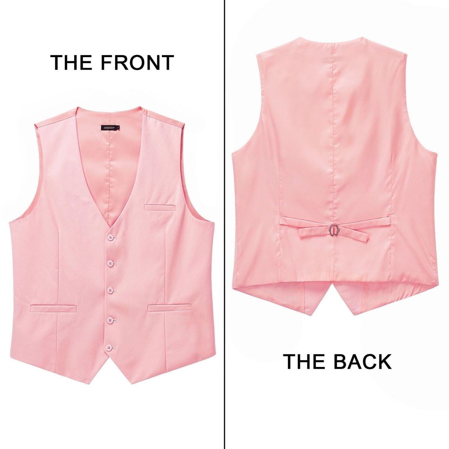 Hisdern Men's Blush Satin Suit Vest Formal Wear
