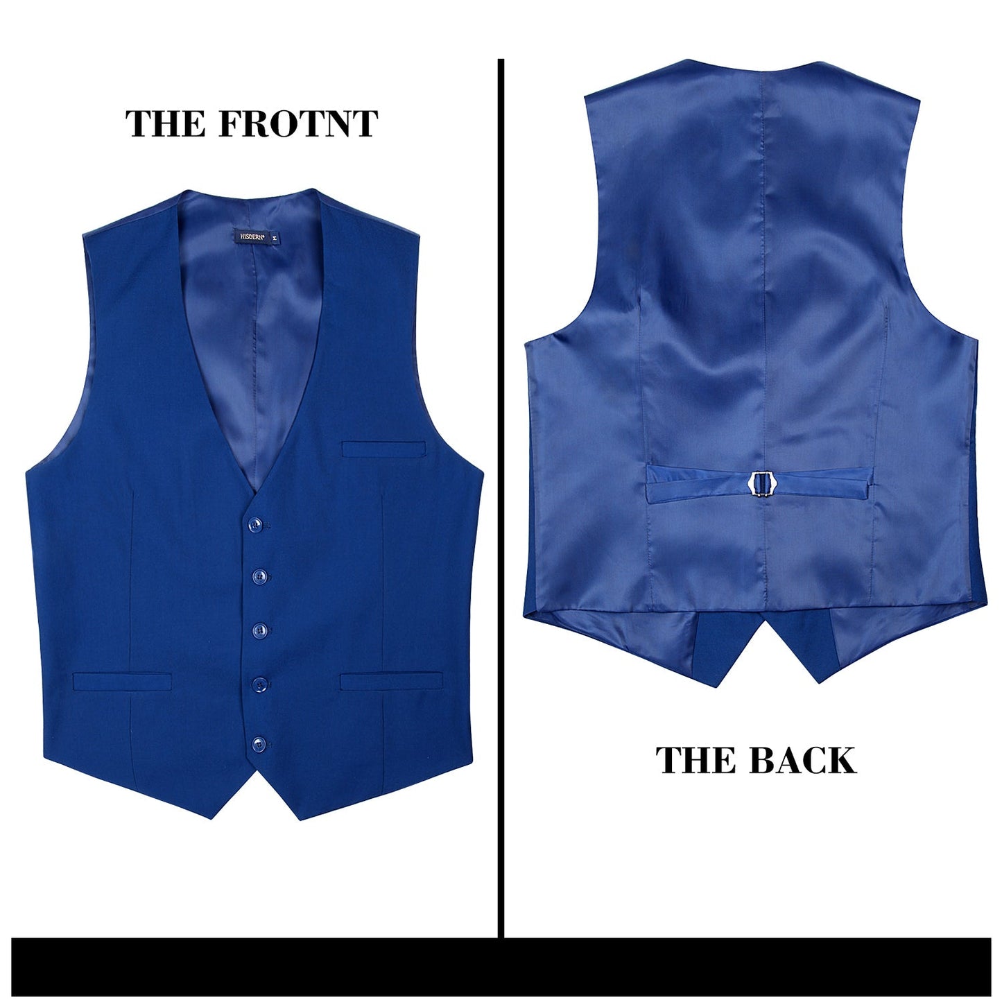 Hisdern Men's Navy Blue Satin Suit Vest Formal Wear