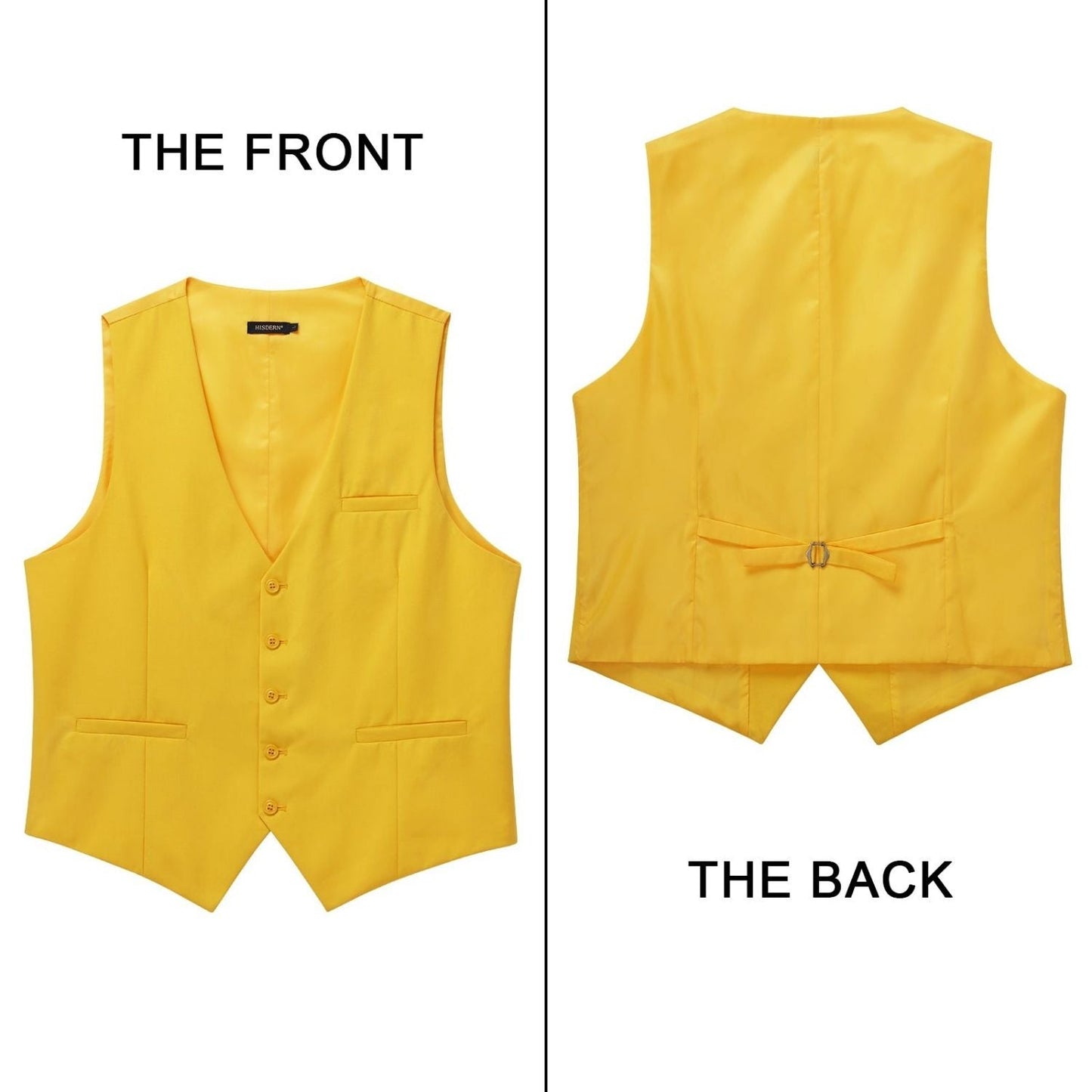 Hisdern Men's Yellow Satin Suit Vest Formal Wear