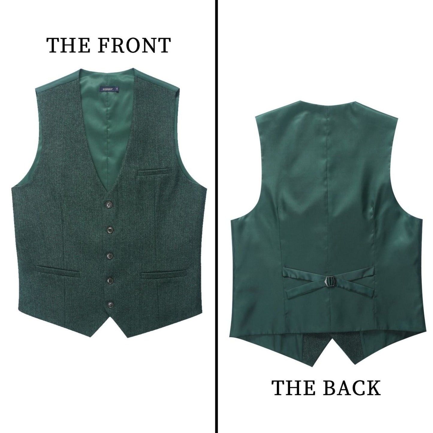 Men's Green Black Satin Suit Vest Formal Wear