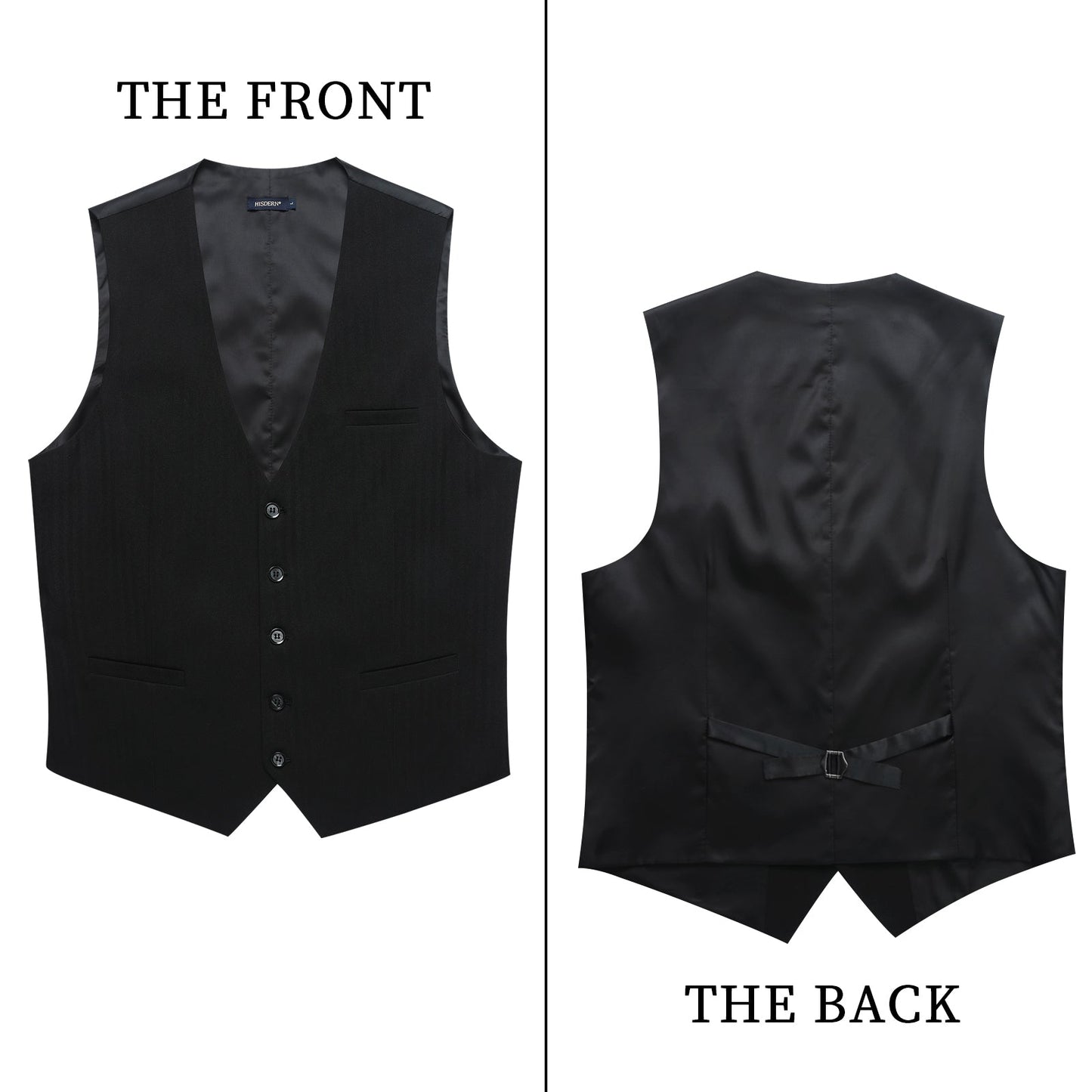 Hisdern Men's Black Satin Suit Vest Formal Wear