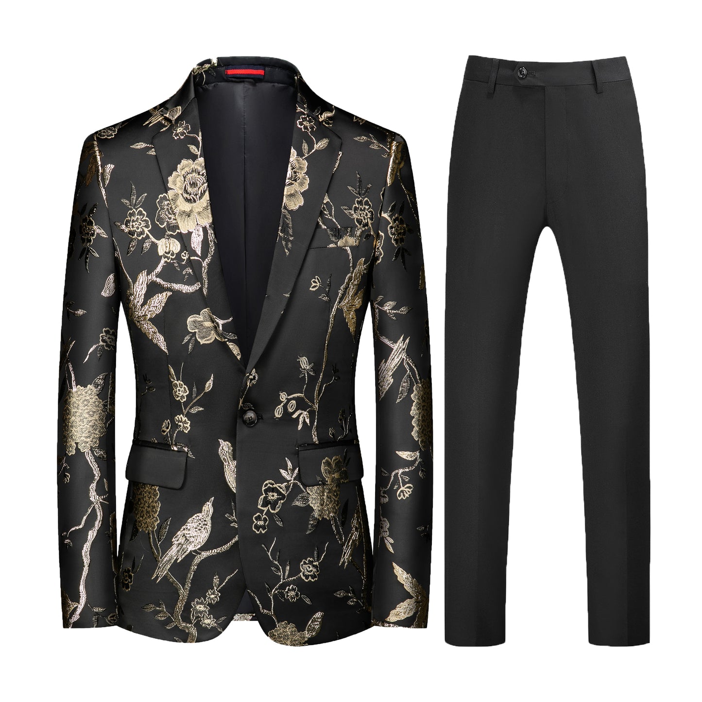 Men's Embroidered 2 Piece Suit Gold Color