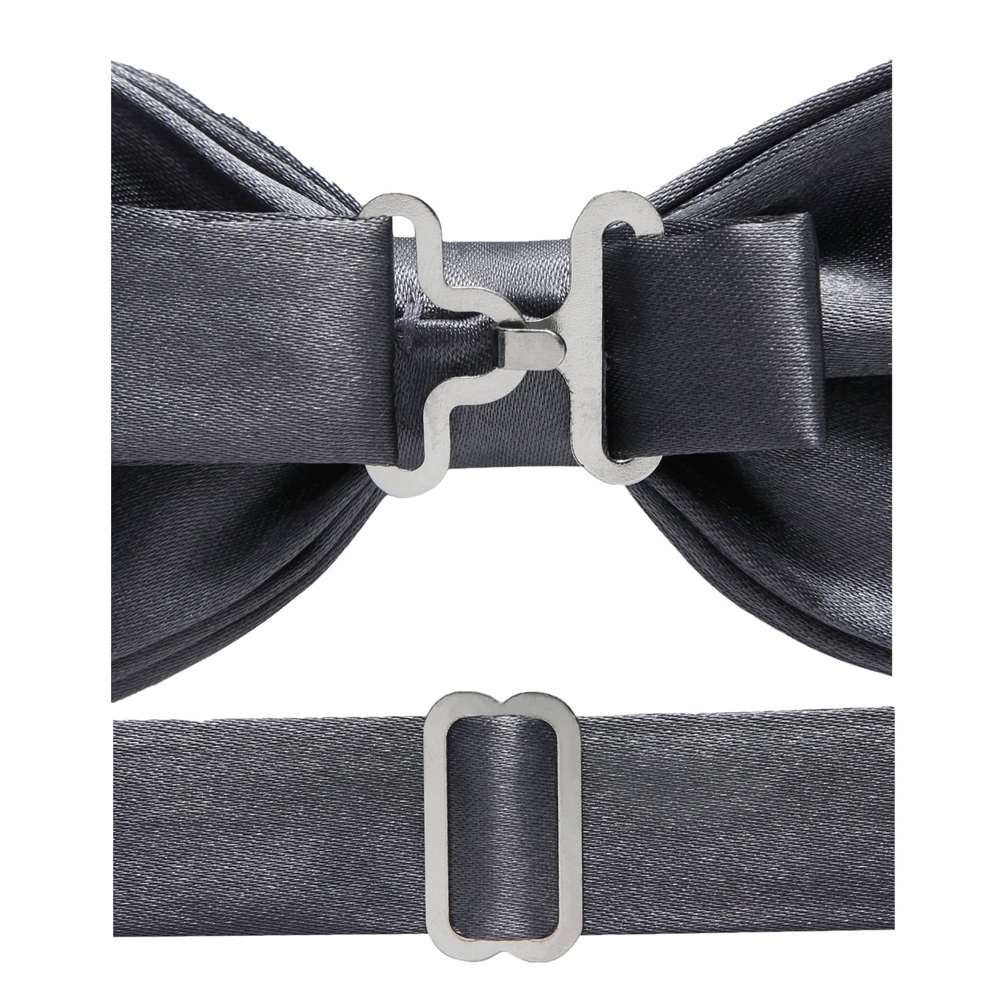 Dark Grey Bow Tie Neck Tie Pocekt Square Cufflinks Set - 4 Piece