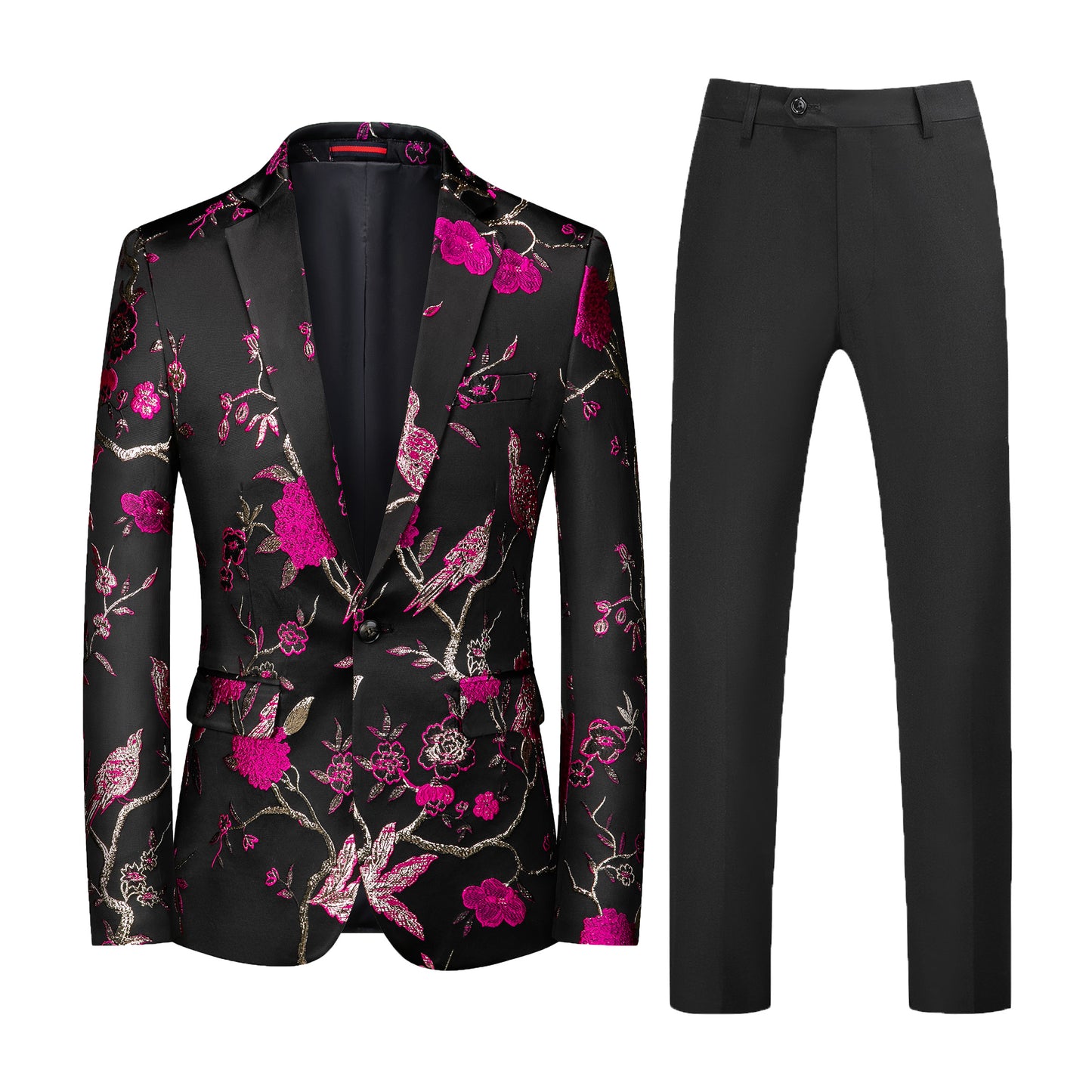 Men's Embroidered 2 Piece Suit Pink Color