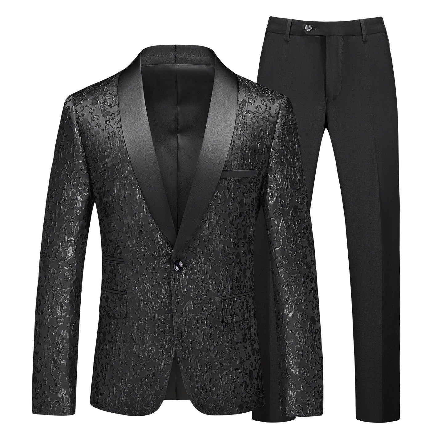 Burgundy Paisley Tuxedo Suit - 2 Piece