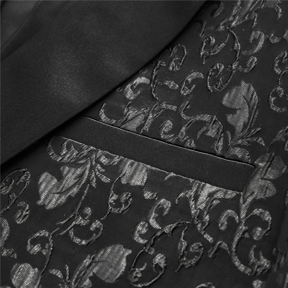 Men's 2 Piece Suits Jacquard Tuxedo Black Color