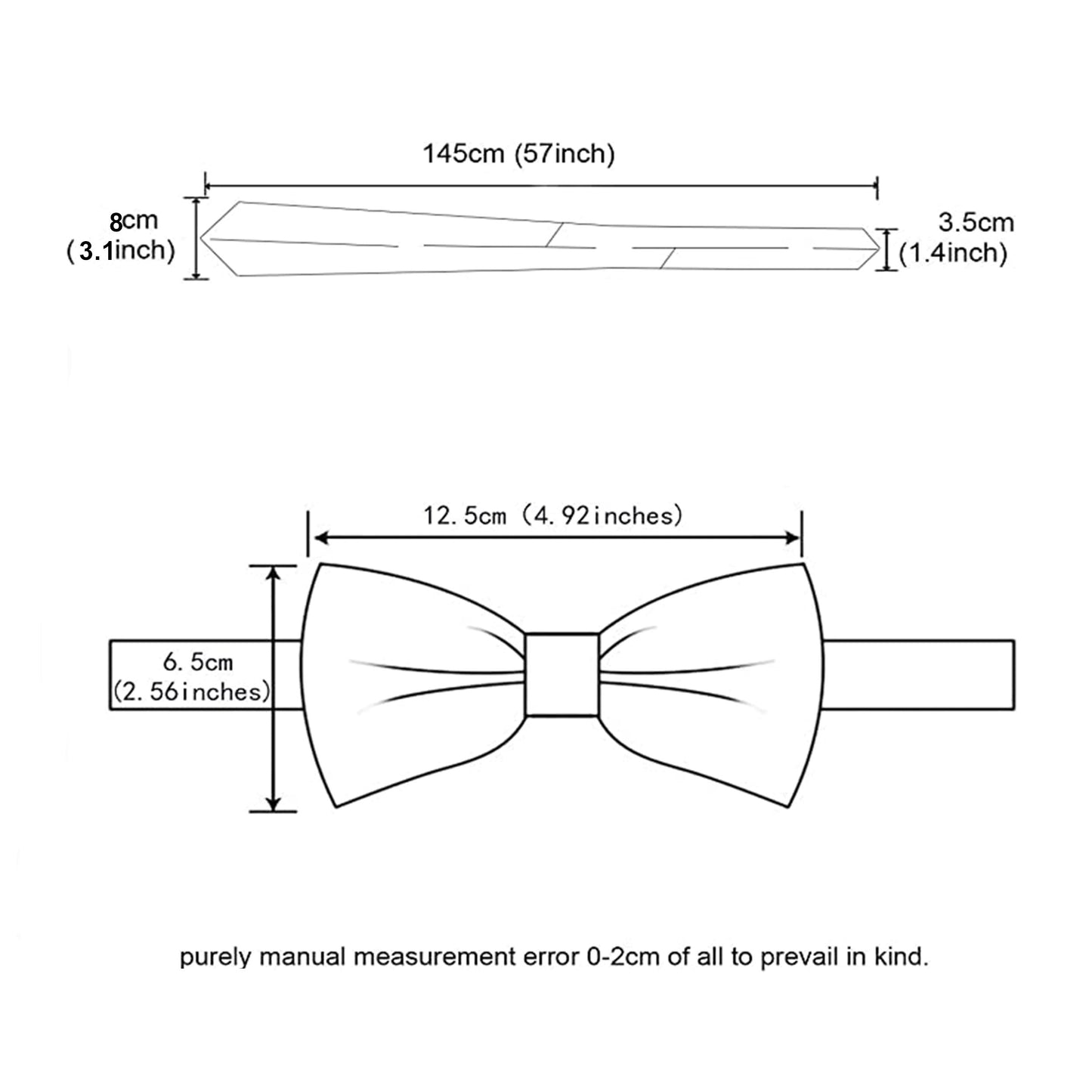 Dark Grey Bow Tie Neck Tie Pocekt Square Cufflinks Set - 4 Piece