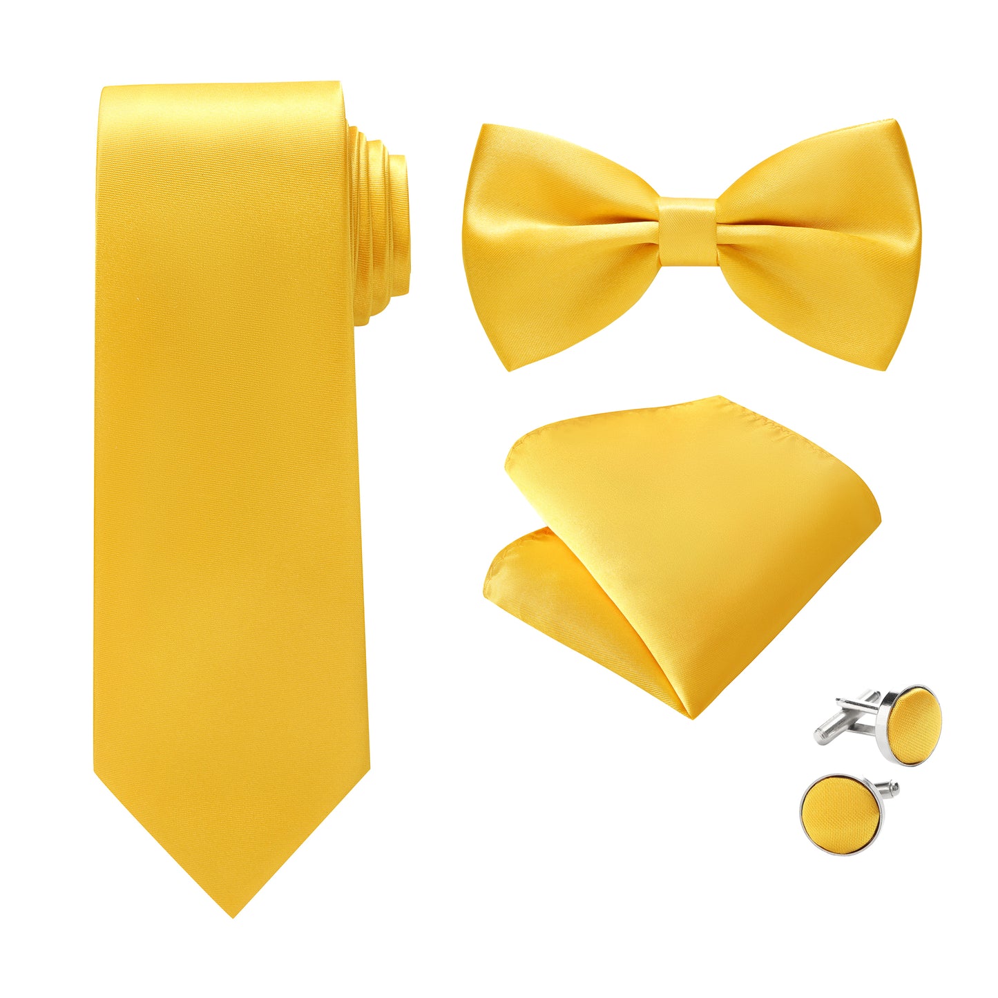 Pink Bow Tie Neck Tie Pocekt Square Cufflinks Set