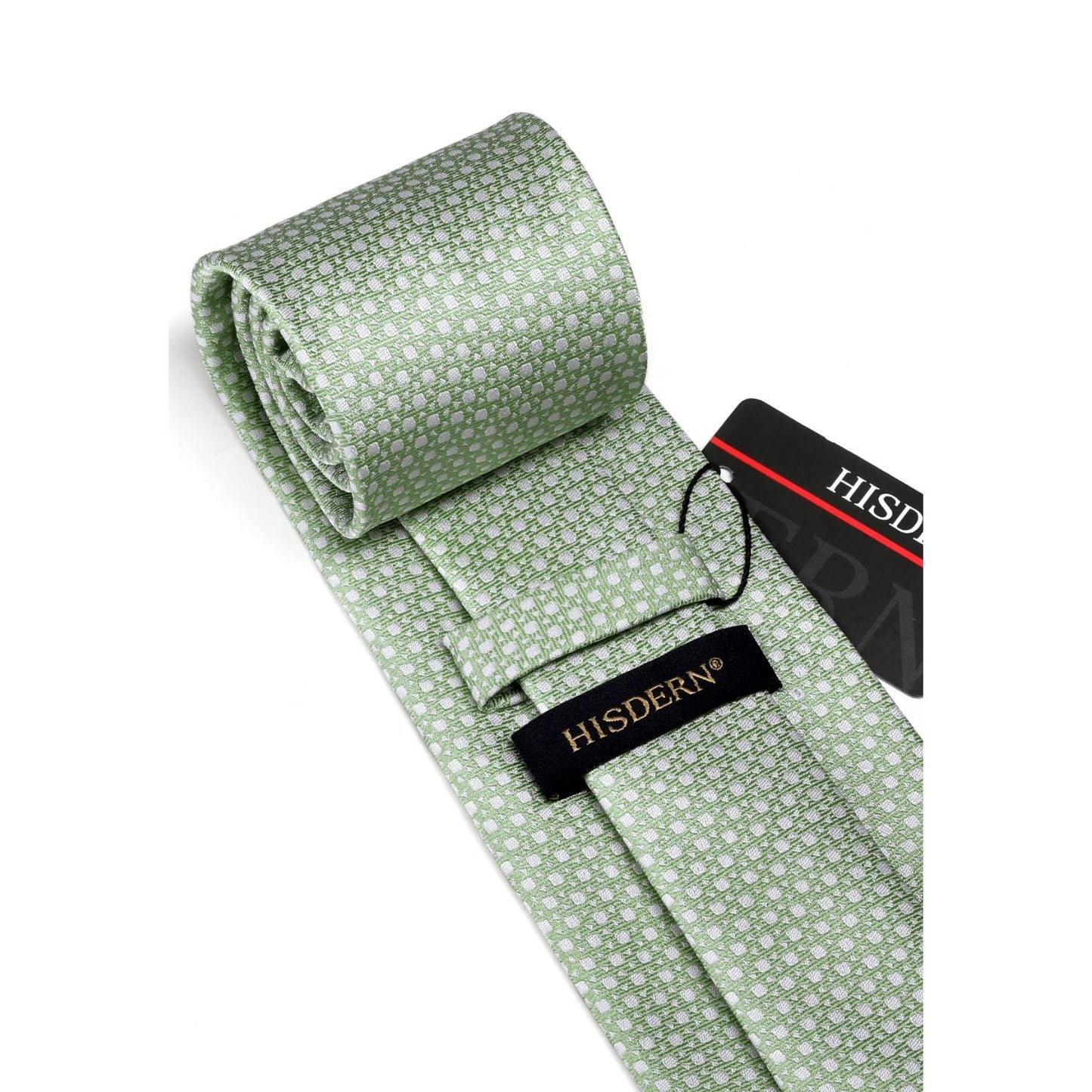 Hisdern Sage Green Houndstooth Business Tie Set