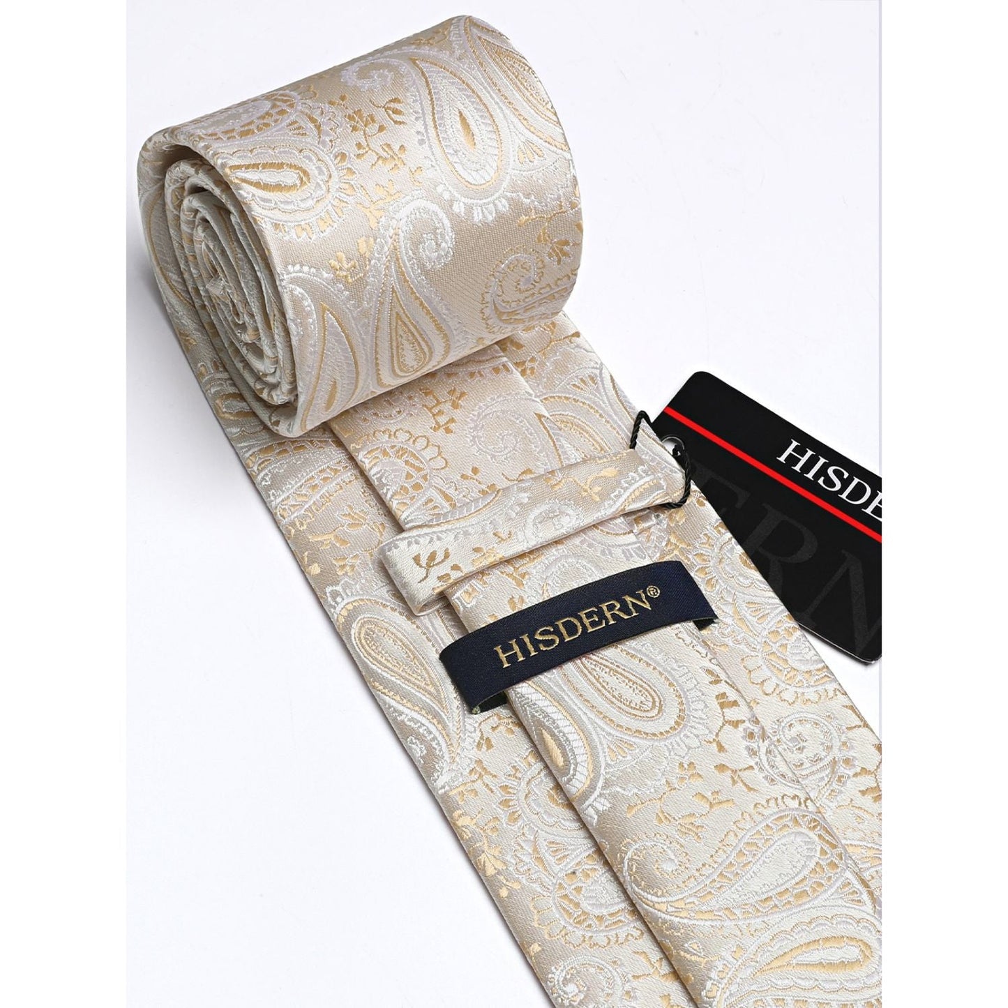 Hisdern Champagne Paisley Tie Set For Groomsmen