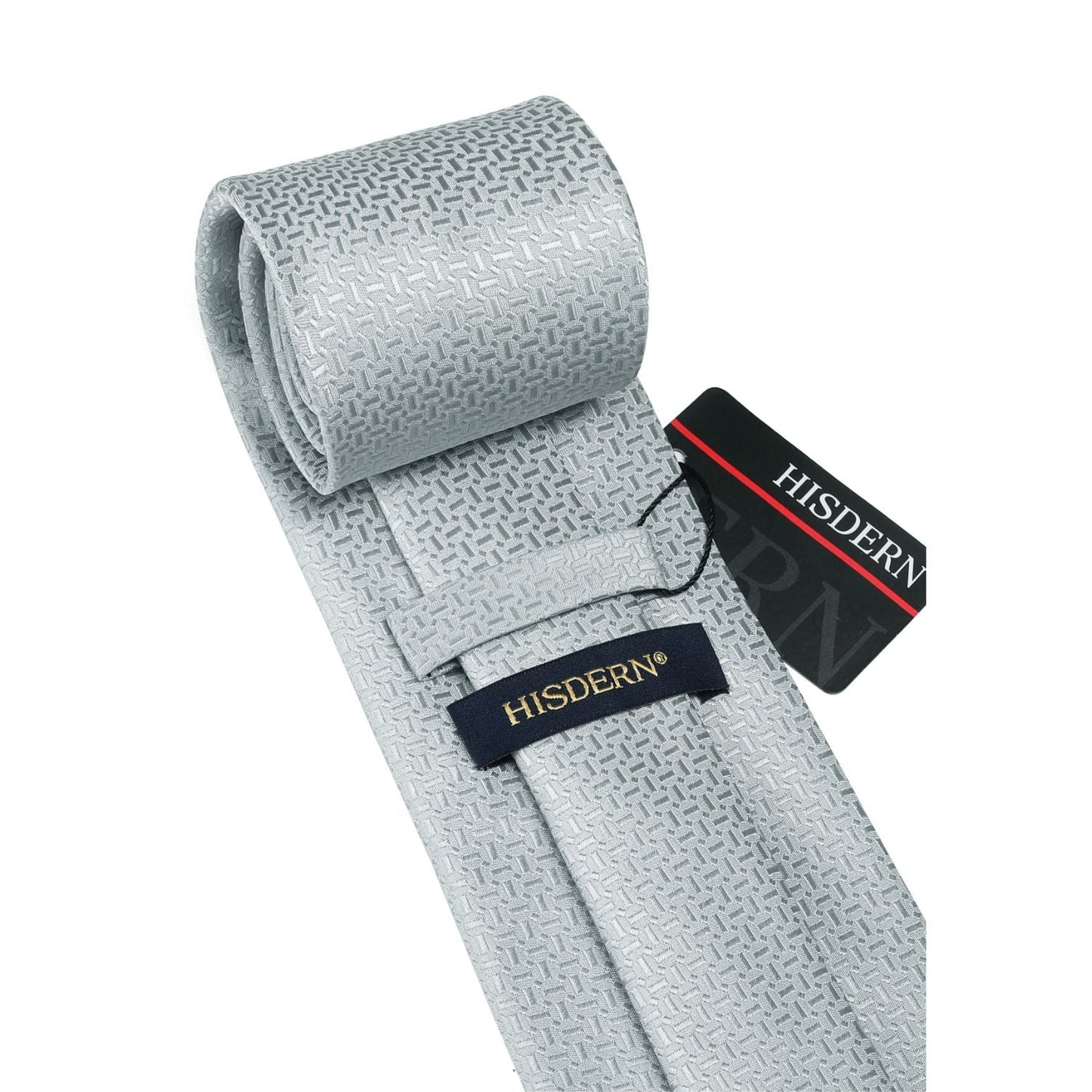Hisdern Grey Houndstooth Wedding Tie Set
