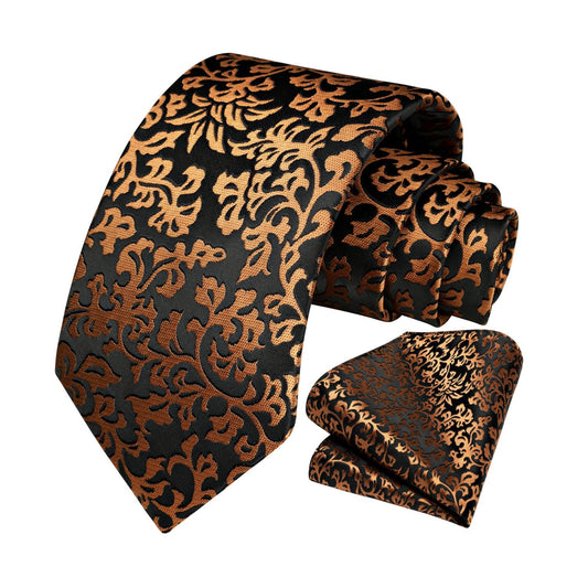 Hisdern Gold Black Floral Wedding Accessories Set