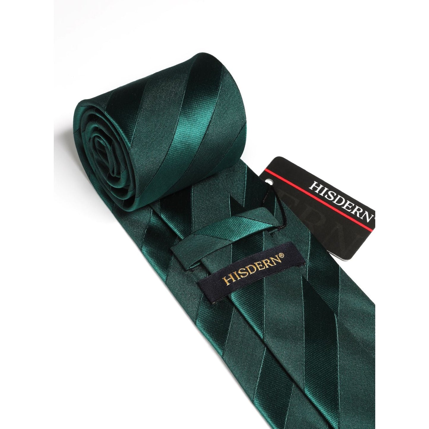 Hisdern Green Striped Business Tie Set