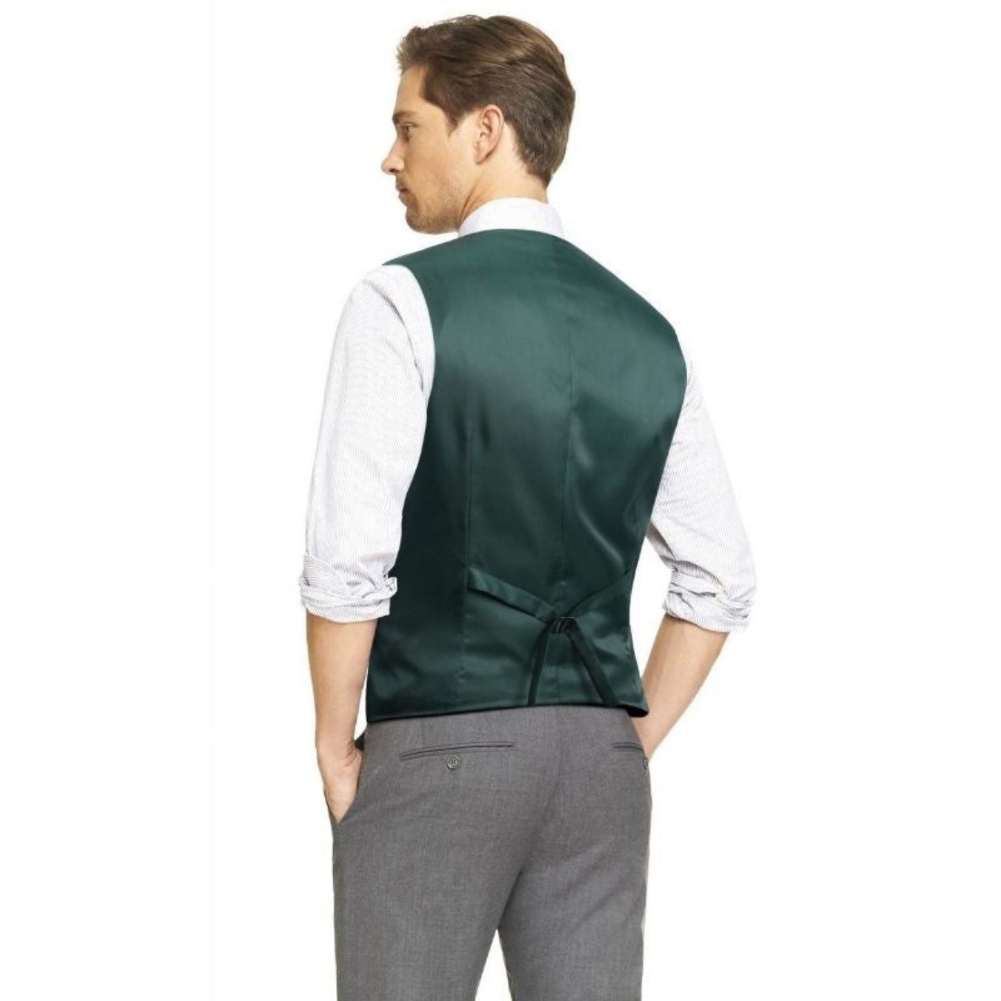 Men's Green Black Satin Suit Vest Formal Wear