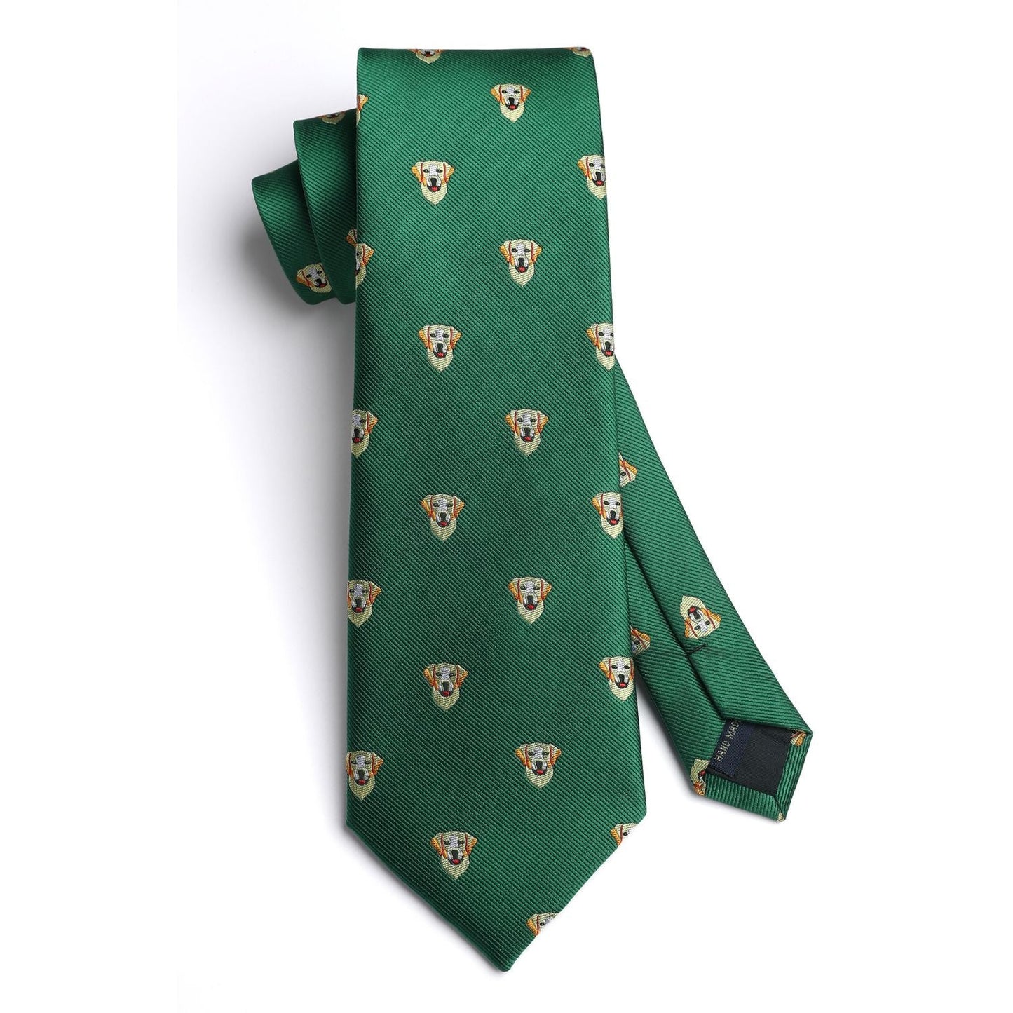Hisdern Green Golden Retriever Cute Pattern Tie Set